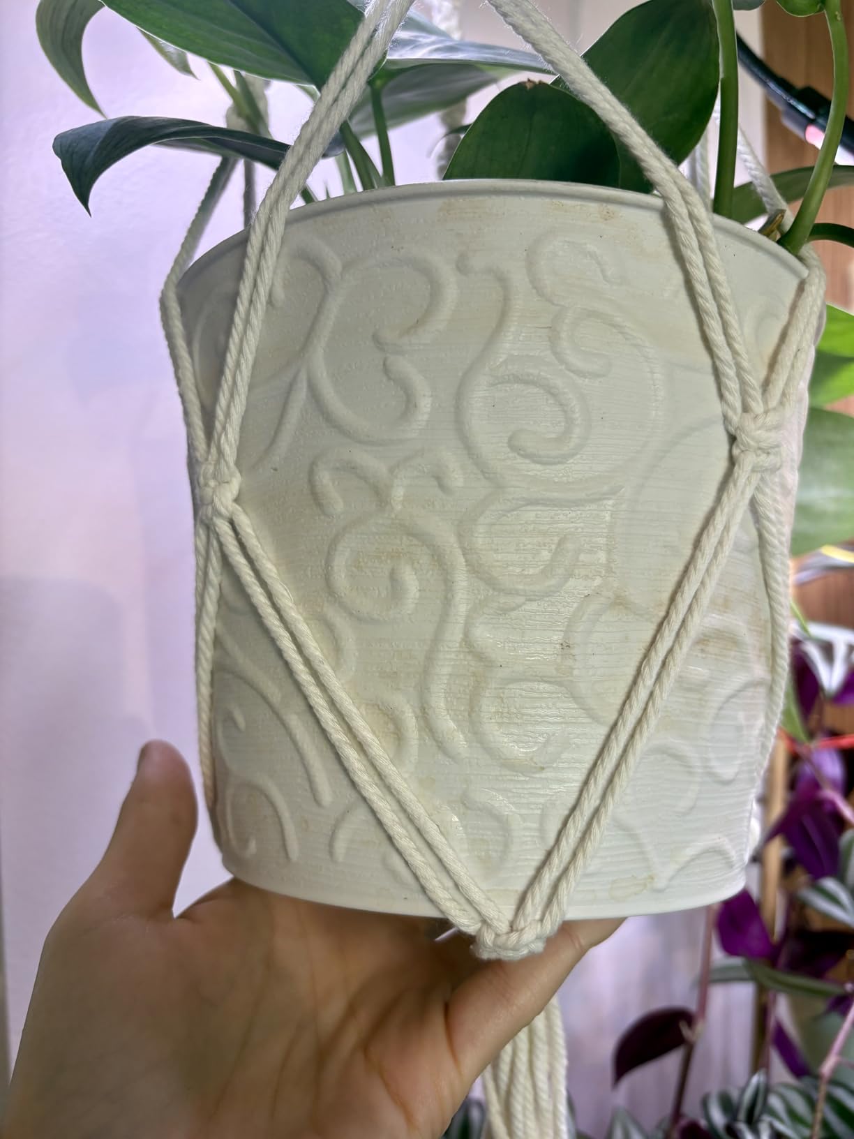 MIPON 3 Pack Macrame Plant Hanger Indoor Hanging Planter for Plants Holder with 3 Hooks,46