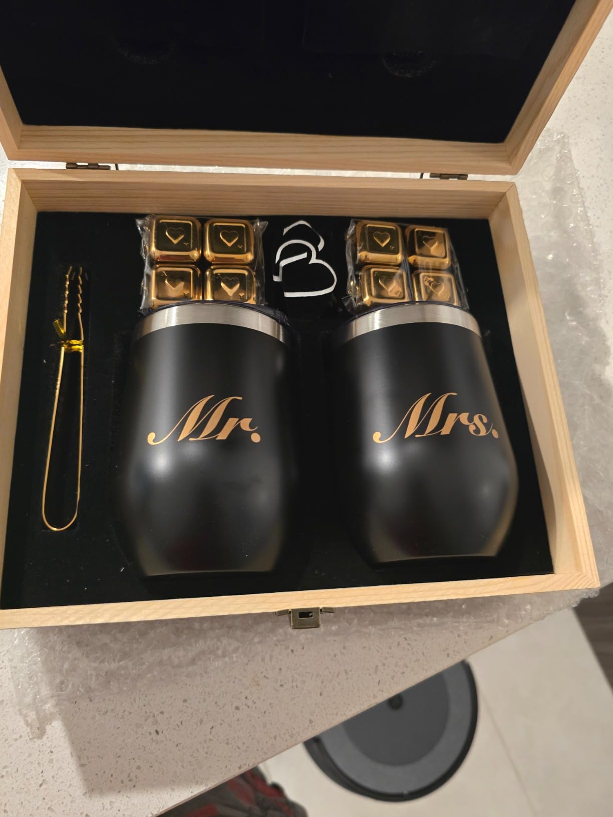 Unique Christmas for Couples - Engagement Wine Tumbler Gift Set - 'To The Beautiful Couple', Bridal Shower Set for Her - Wedding Set for Couple - Mr and Mrs Tumbler Set - Customer Photo 1