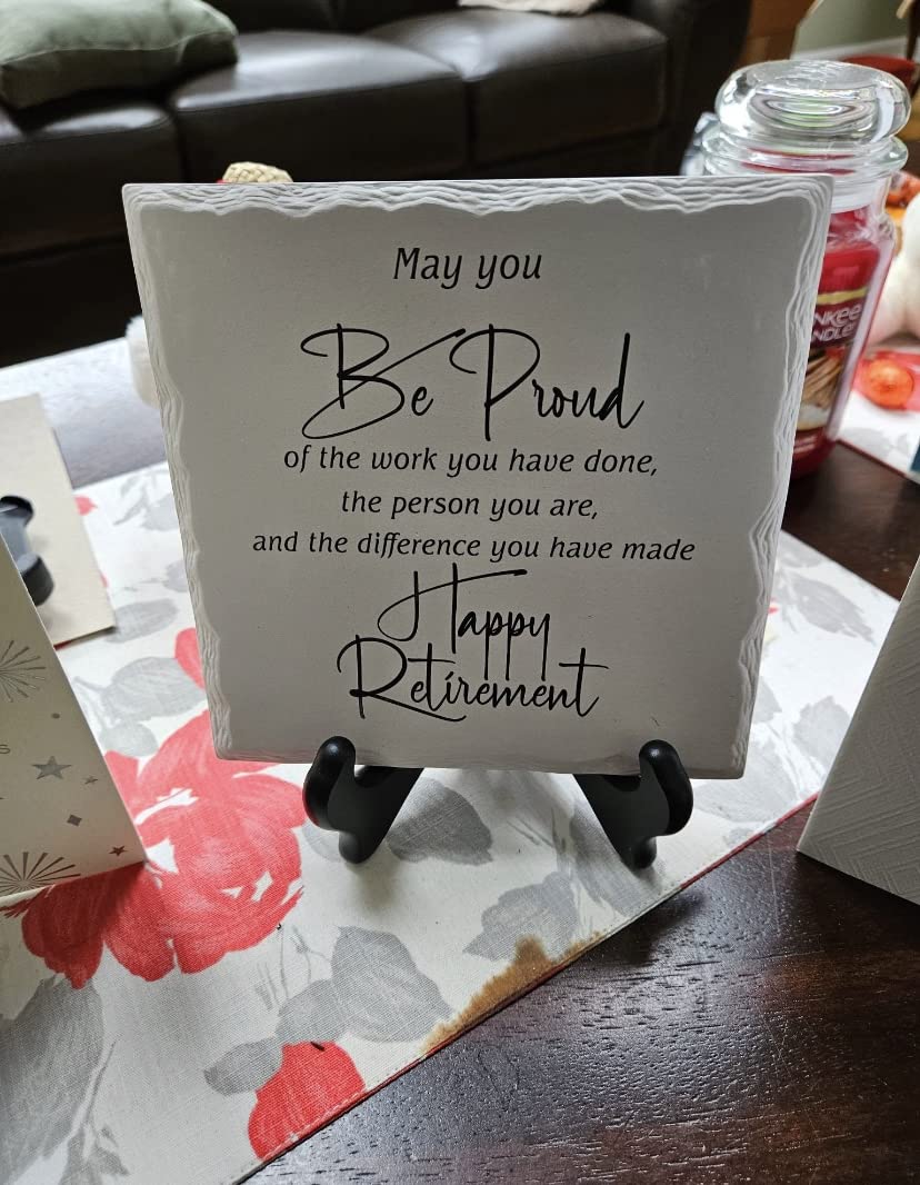 LukieJac Retirement Gifts for Women Men Retirement Party Decoration Best Ceramic Retirement Plaque 6