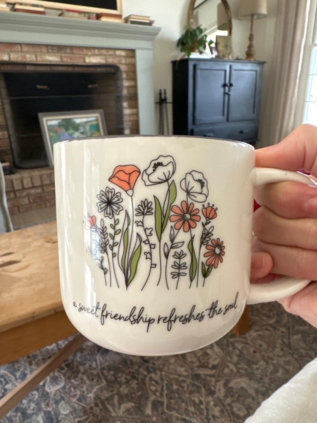 Christian Art Gifts Large Ceramic Coffee & Tea Mug for Women: Kind Words are Like Honey Inspirational Bible Verse, Non-toxic/Lead-free, Microwave/Dishwasher Safe Bumble Bee Cup, Yellow/White, 15 oz. - Customer Photo 2