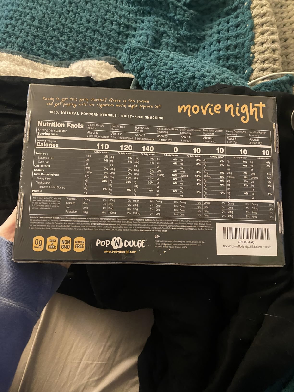 Pop n' Dulge Popcorn Movie Night Supplies 16 pcs Gift Set, 5 Gourmet Popcorn Kernels, 5 Seasoning Variety Packs Non-GMO Kosher Snacks, Great Housewarming Family Date Night Gifts Basket Ideas For Him Her - Customer Photo 1