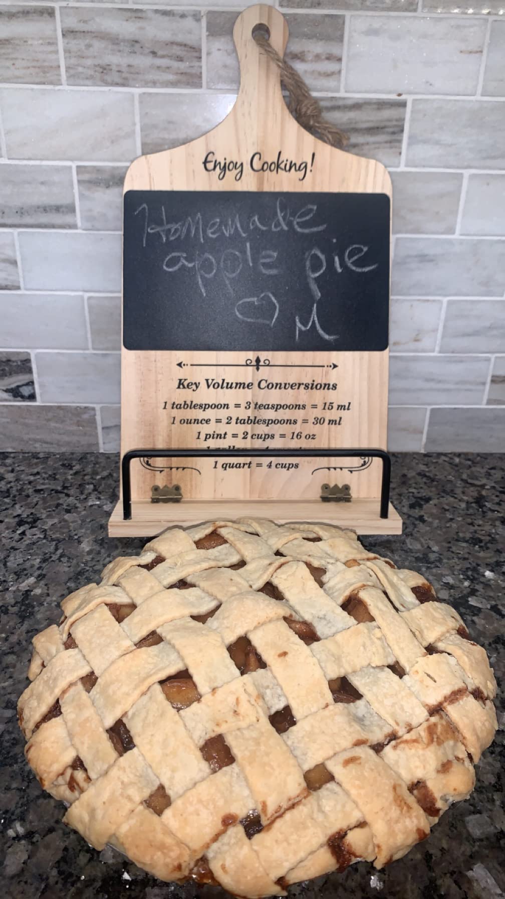 Funistree Cookbook Stand with Chalkboard Eraser, Birthday Gifts for Women Mom Wife Grandma, Kitchen Gifts for Woman, Recipe Book Holder Stand, Present Gift Ideas - Customer Photo 4