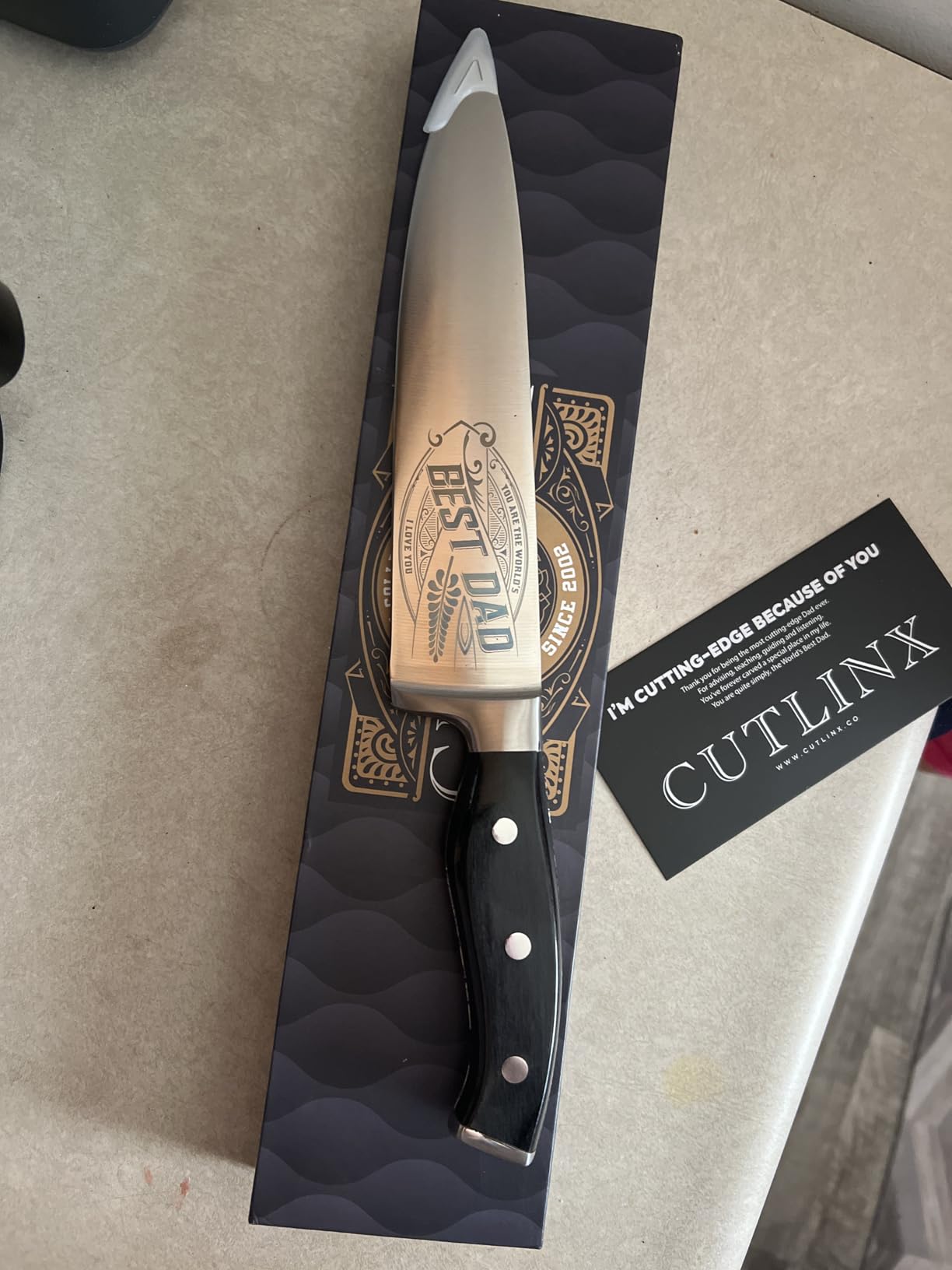 Mothers Day Gift BEST MOM - Premium Chef Knife Gift - 8 in. Stainless Carbon Steel Kitchen Knive w/Pakka Wood Handle - Birthday, Anniversary, Christmas, Housewarming, Holiday Gifts - Customer Photo 1