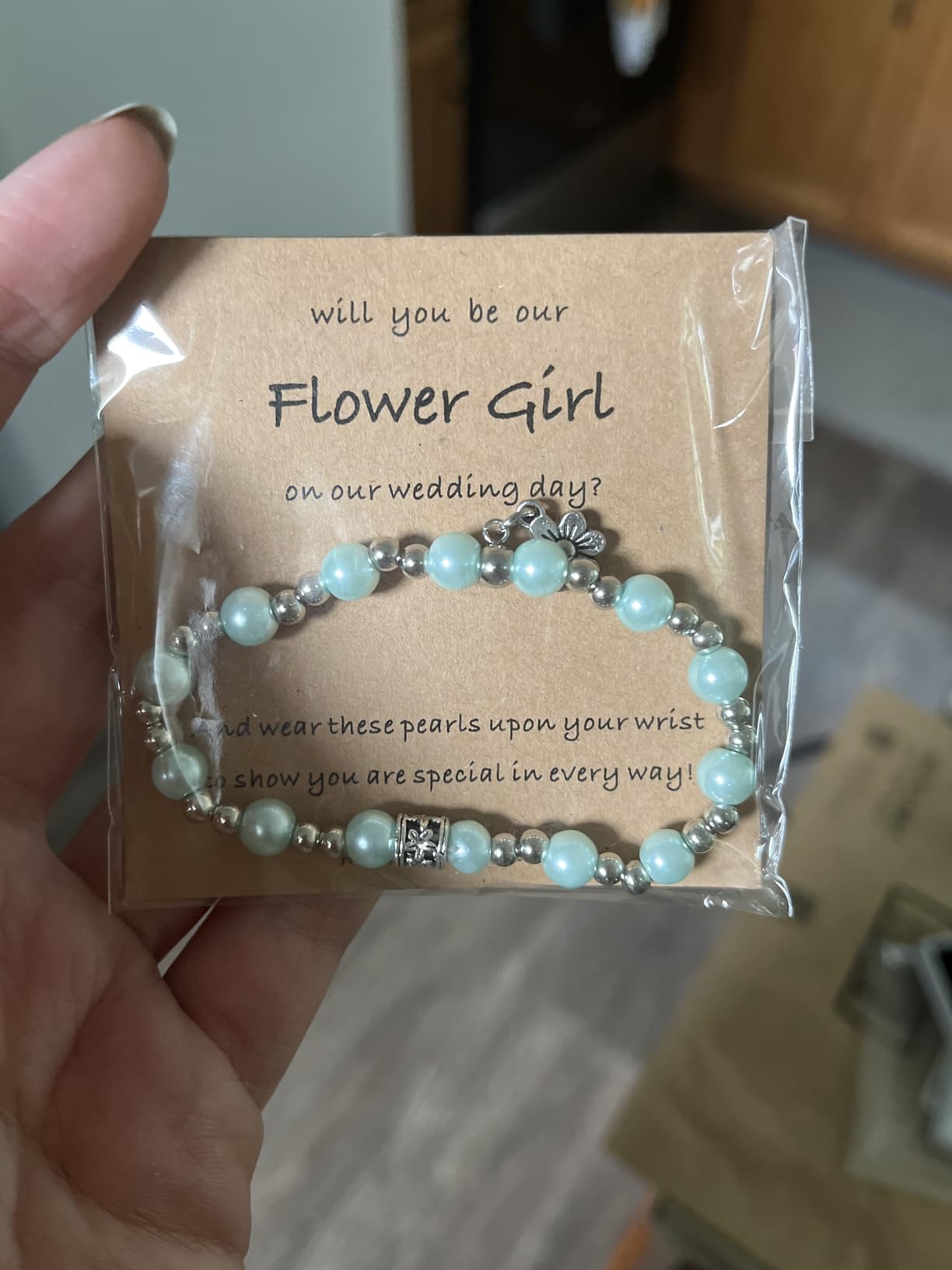 Flower Girl Proposal Gifts, Will You Be My Flower Girl? Thank You Bridesmaid Cute Stretchy Bracelet Gifts for Girls On Wedding Day - Customer Photo 3
