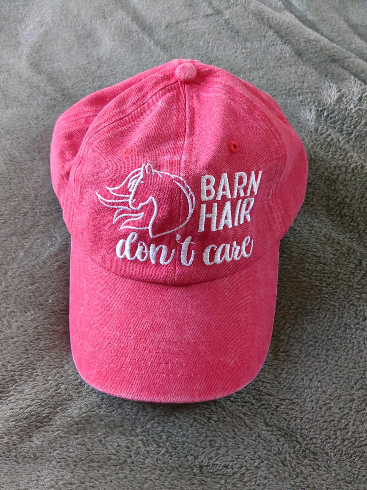 Barn Hair Don't Care Hat, Embroidered Adjustable Wash Cotton Baseball Cap, Horse Lovers Gifts for Women Men - Customer Photo 1