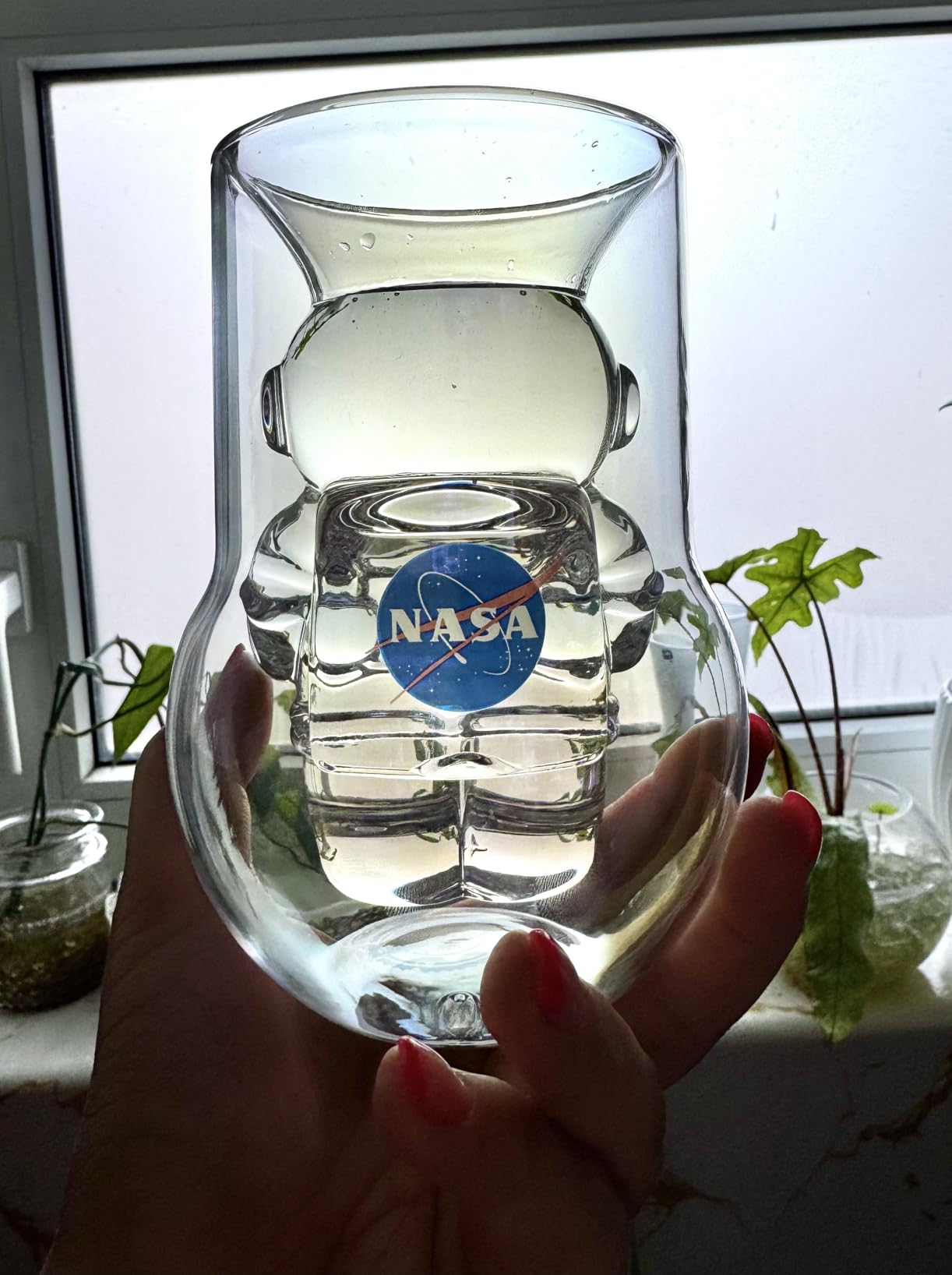 NASA Astronaut Glasses - 7 oz Set of 2 Double Wall Iridescent Drinkware with NASA symbol and Artemis Patch - Unique Glassware for Space Enthusiasts - Keeps Drinks Cold Longer - Customer Photo 1