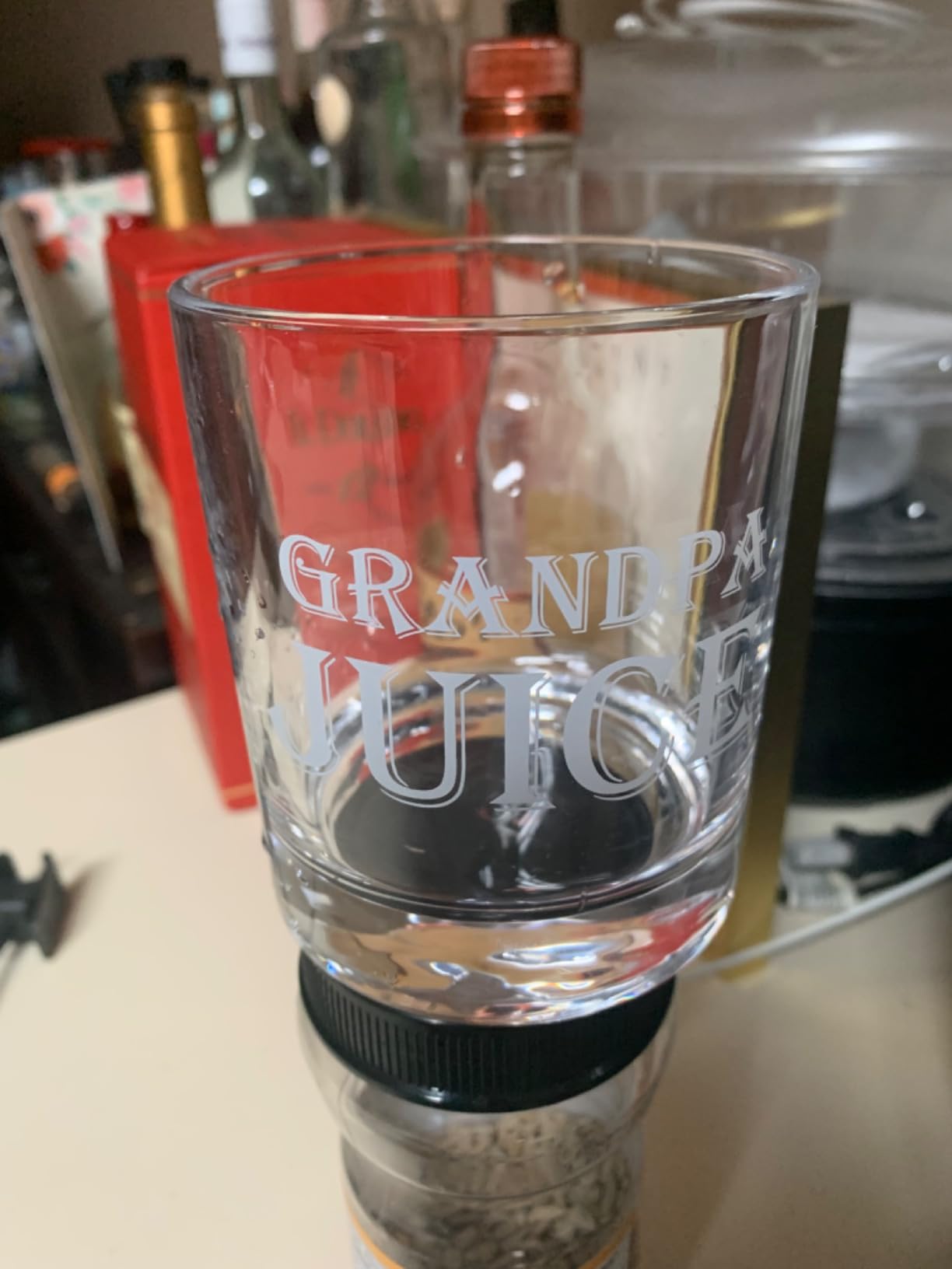 LIGHTEN LIFE Grandpa Juice Whiskey Glass 12 oz, Unique Gift in Valued Wooden Box, Funny Ideas for New Grandpa, Birthday from Grandson, Granddaughter - Customer Photo 2
