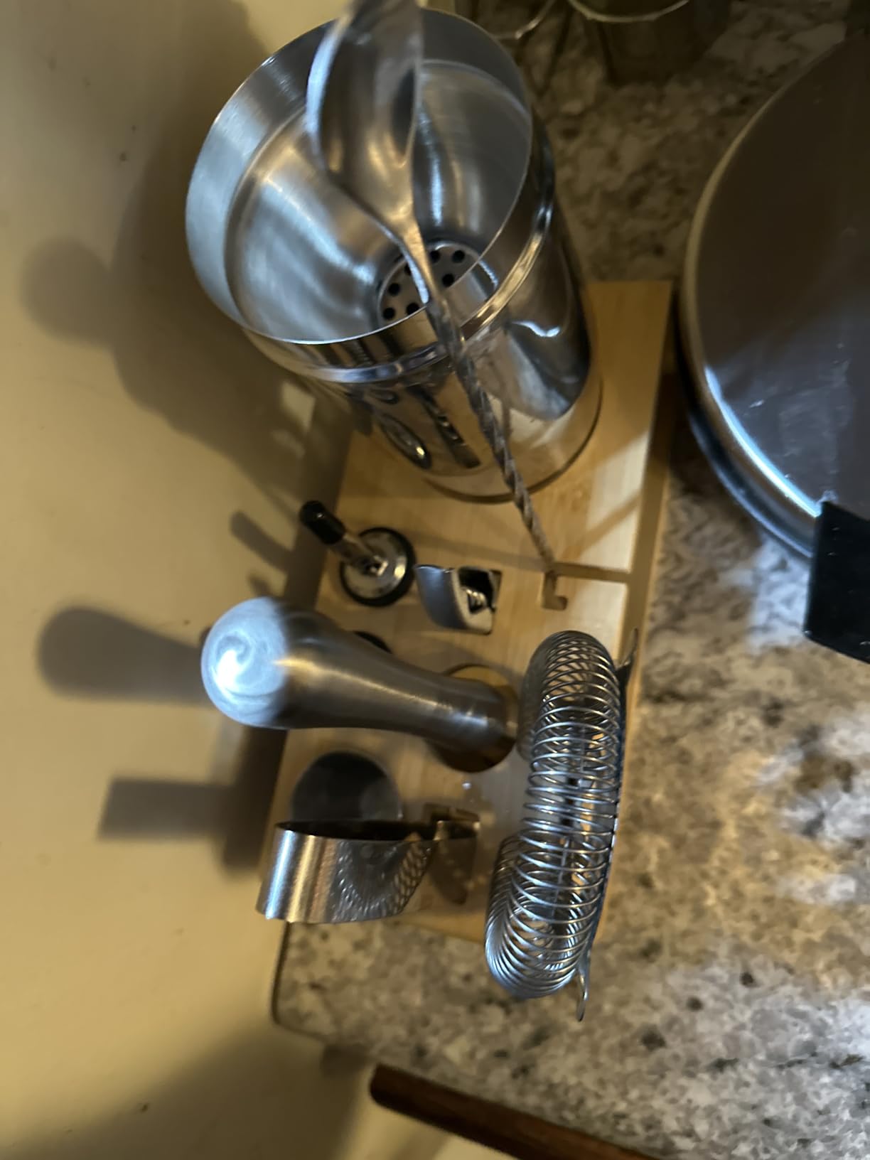 Cocktail Shaker Set, Mixology Bartender Kit 10-Piece Bar Tools Set with Stylish Bamboo Stand, Bar kit: Martini Shaker Muddler Jigger with All Essential Accessory Tools Gifts for Men Dad - Customer Photo 2