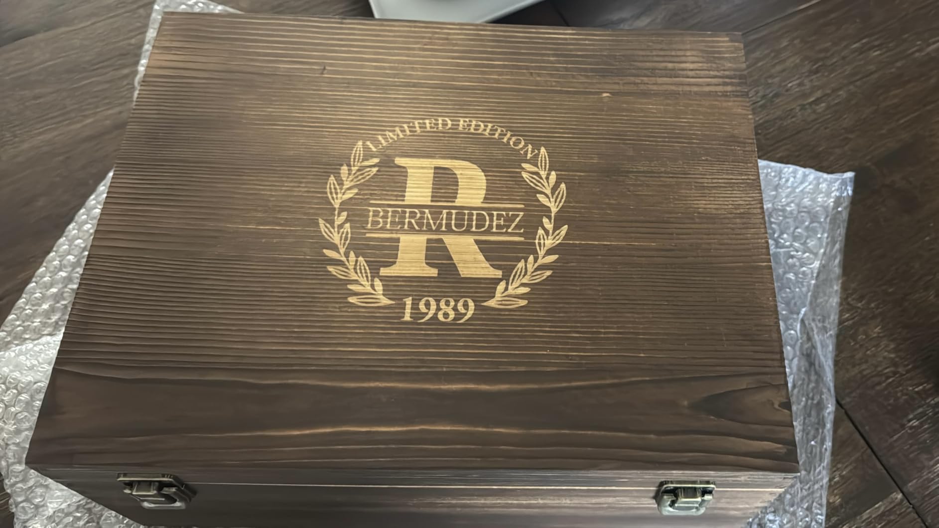 Personalized Whiskey Decanter and Stones Set - Customized Gift for Him - Men, Dad, Father - Engraved Twisted Decanter,2 Twisted Glasses, 2 XL Chilling Balls, Coasters, Tongs in Wooden Gift Box - Customer Photo 1