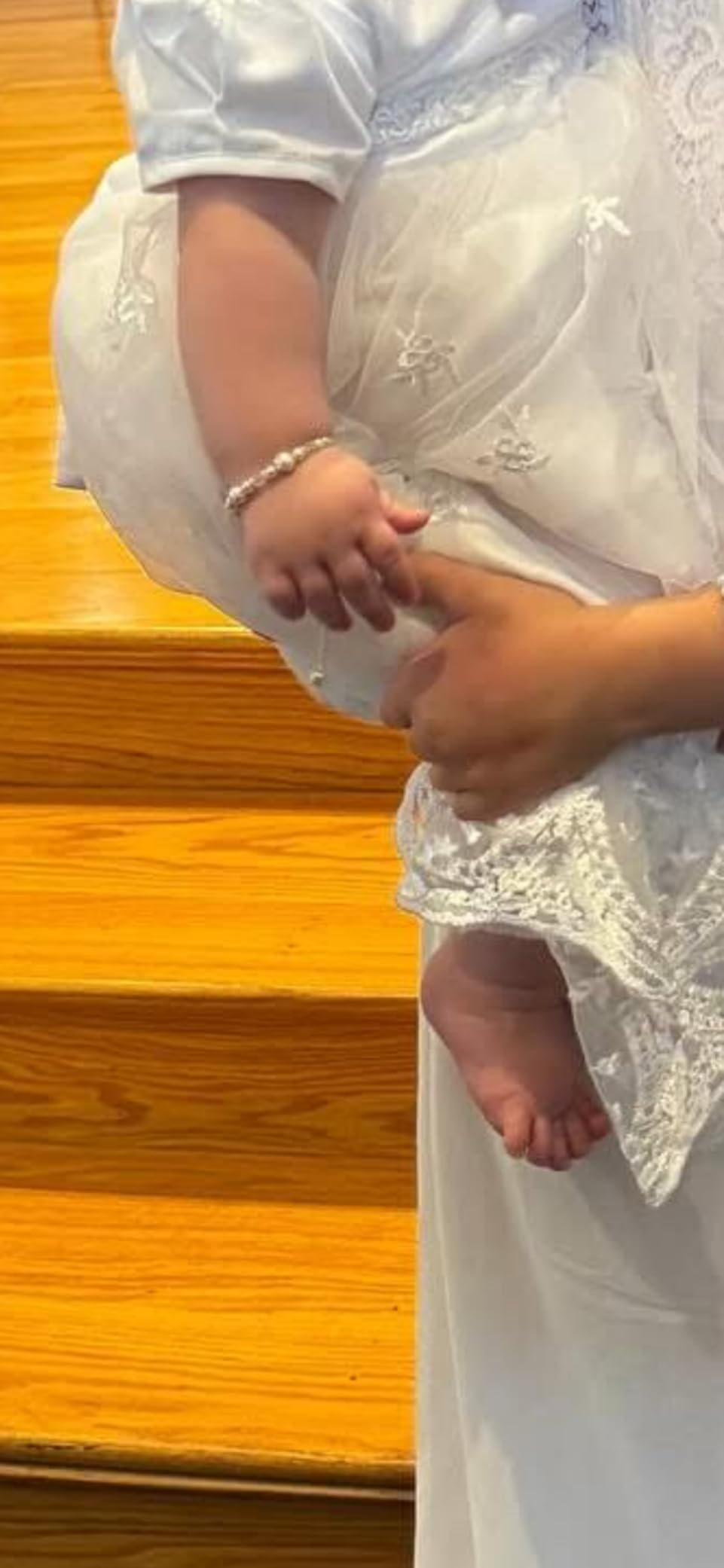 Baptism Bracelet in Sterling Silver and Cultured Pearls for Baby Girls, with Silver-plated Jewelry Keepsake Box, Great Catholic Christening and Baptism Gifts for Girl - Customer Photo 1