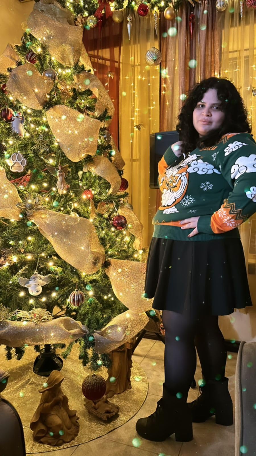 Dragon Ball Z Men's Kid Goku On Cloud Nimbus Ugly Christmas Sweater Knit Pullover - Customer Photo 1