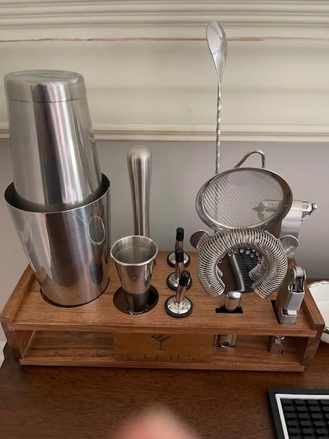 Premium 15-Piece Mixology Bartender Kit – Stainless Steel Cocktail Shaker Set with Wooden Stand | Professional Boston Shaker Bar Tool Set for Home & Expert Mixologists | Luxury Cocktail Making Gift - Customer Photo 1