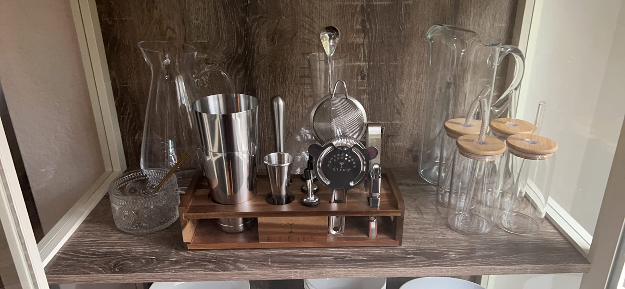 Premium 15-Piece Mixology Bartender Kit – Stainless Steel Cocktail Shaker Set with Wooden Stand | Professional Boston Shaker Bar Tool Set for Home & Expert Mixologists | Luxury Cocktail Making Gift - Customer Photo 2