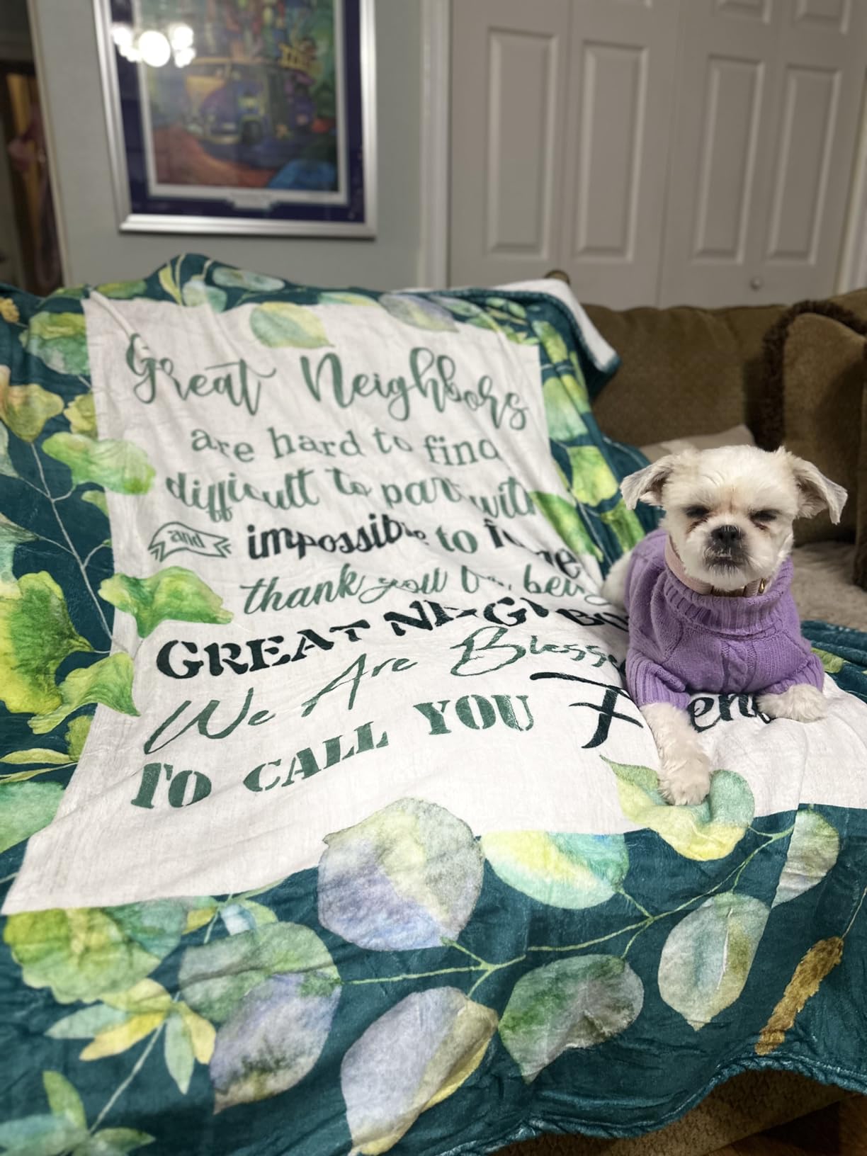 Christmas Neighbor Gift, Best Neighbor Xmas Gifts, Neighbor's Gift Ideas, Gifts for Neighbors Blanket, Best Neighbors Ever Gift's for House Warming/New Home Fleece Blanket 60x50 Inch - Customer Photo 1