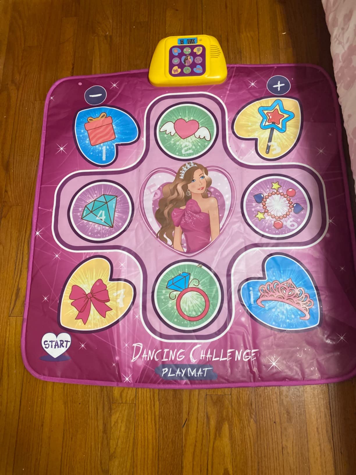 Unicorn Dance Mat, Dance Mixer Rhythm Step Play Mat, Pink Dance Pad with LED Lights, Adjustable Volume, Built-in Music, 5 Game Modes, Xmas B-Day Gifts for 3-12 Years Old Girls Toys - Customer Photo 3