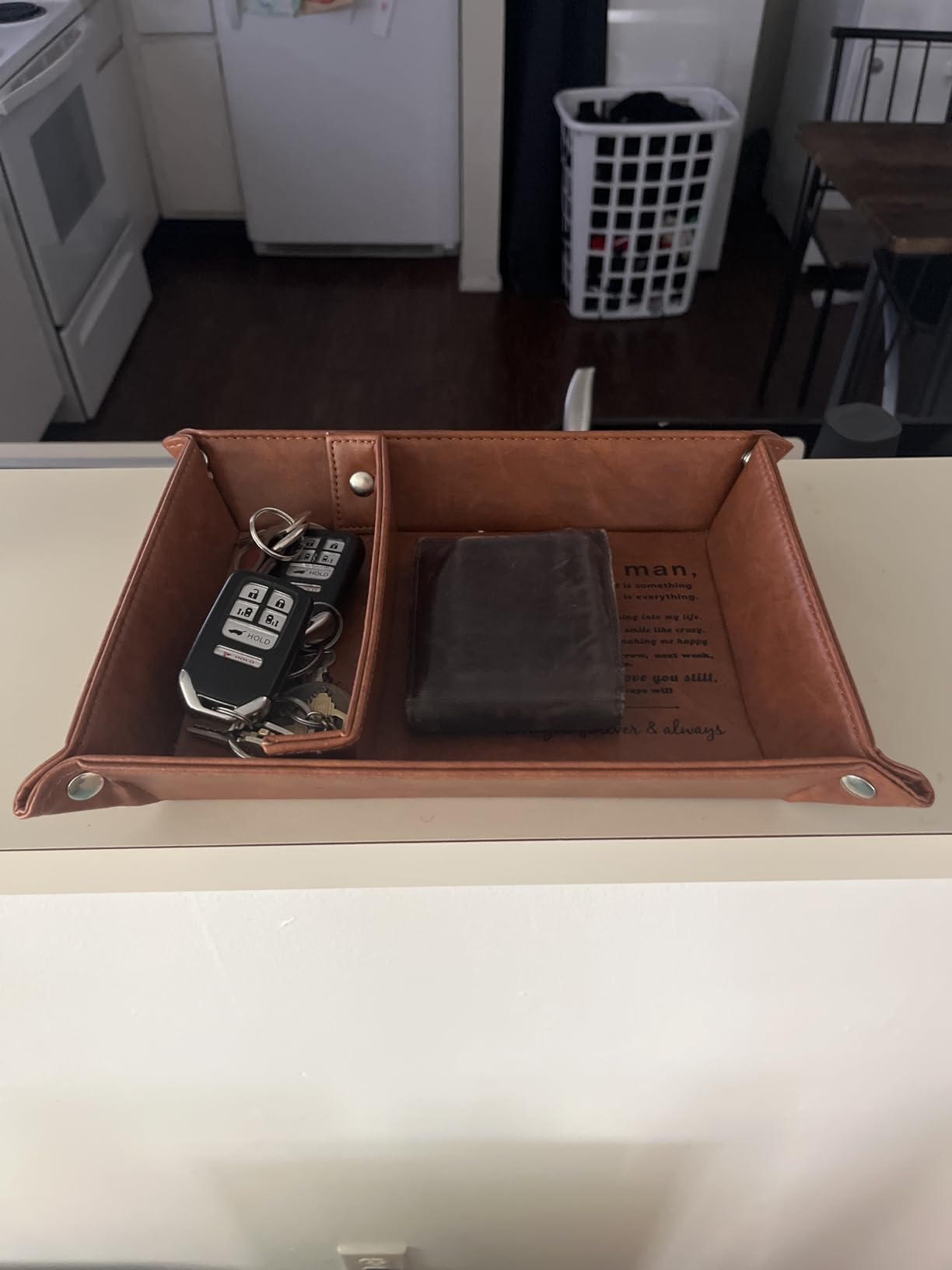 Best Husband Ever PU Leather Tray and Keychain, Men Anniversary Birthday Gifts Ideas for Husband Him Boyfriend Who Has Everything from Wife, Christmas Xmas Gifts Stocking Stuffers for Men Him - Customer Photo 1