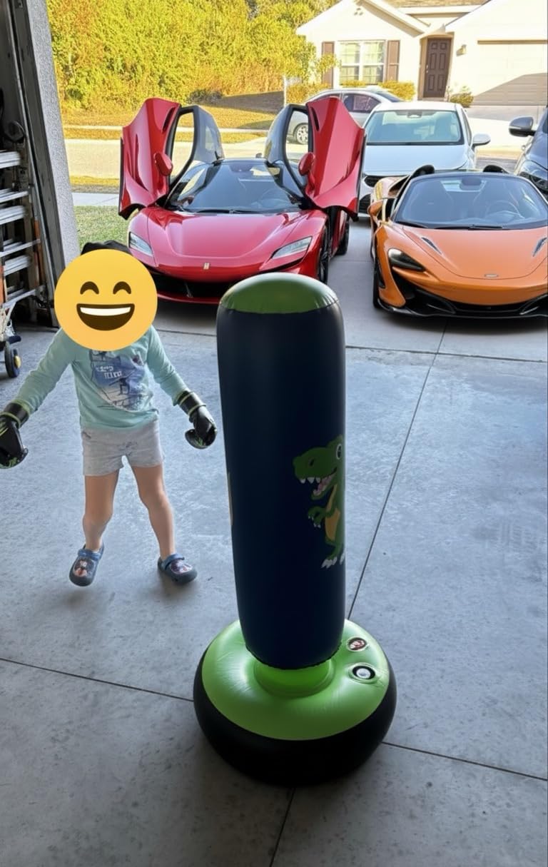 QPAU Inflatable Punching Bag, 48 Inch Stable Inflatable Boxing Bag for 3-6 Kids,Dinosaur Toy & Gifts for Boys and Girls, Kids Boxing Set for Practicing Karate, Taekwondo Customer Review QPAU Inflatable Punching Bag, 48 Inch Stable Inflatable Boxing Bag for 3-6 Kids,Dinosaur Toy & Gifts for Boys and Girls, Kids Boxing Set for Practicing Karate, Taekwondo - Customer Photo 2