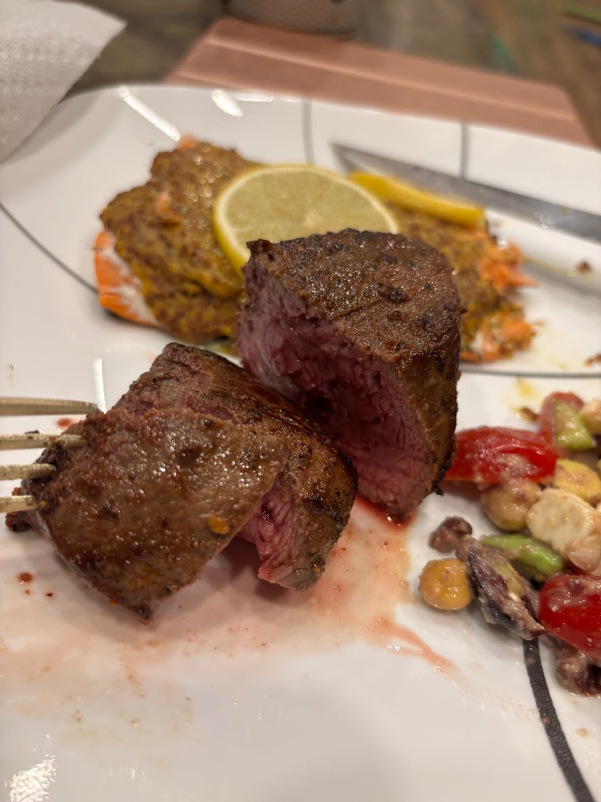 Omaha Steaks Deluxe Gift Package (4 Bacon-Wrapped Filet Mignons, 4 Steak Burgers, 4 Gourmet Jumbo Franks, 4 Au Gratin Potatoes, 4 Caramel Apple Tartlets, 1 jar Omaha Steaks Seasoning) - Customer Photo 1