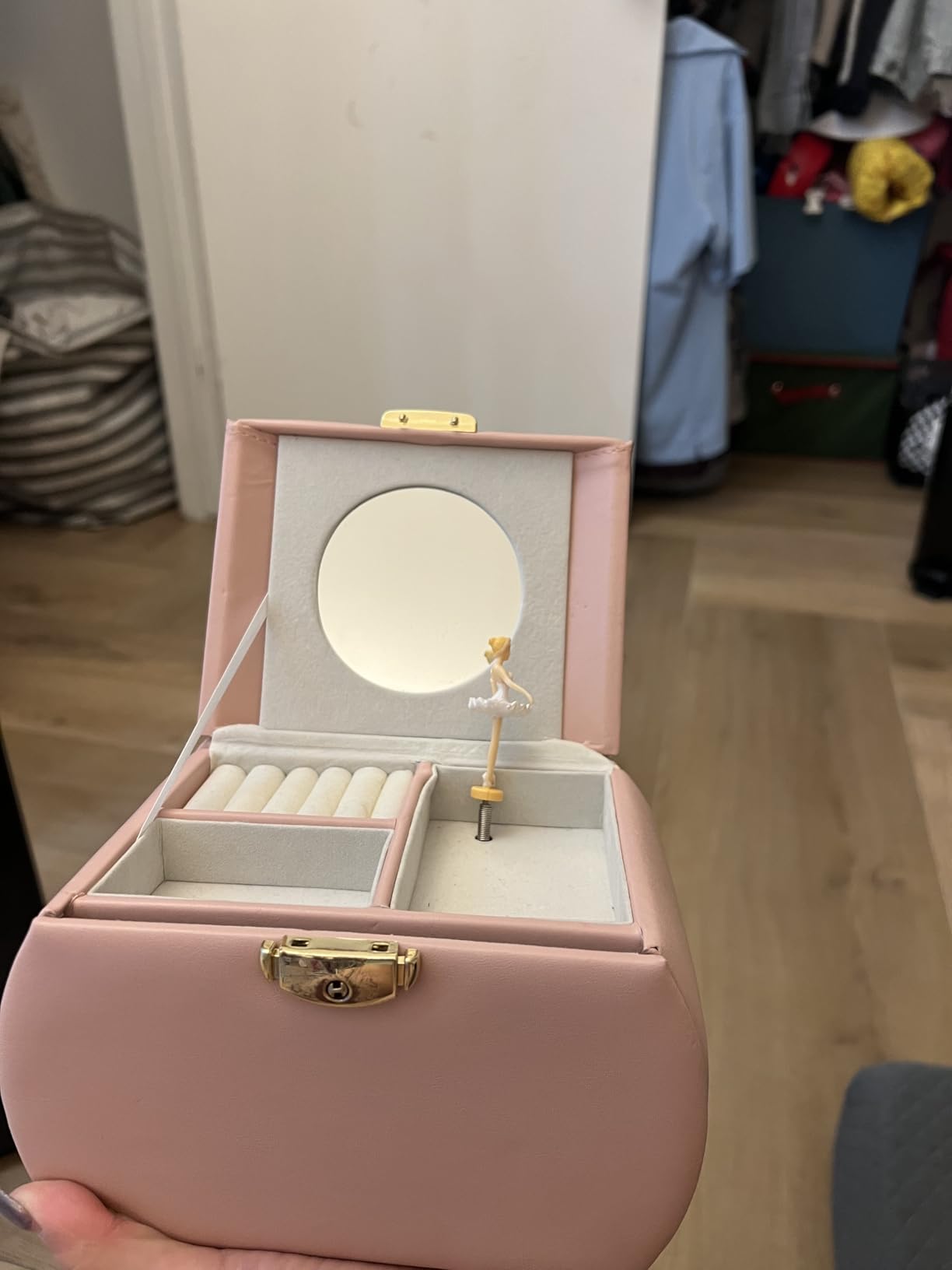 Vlando Kids Musical Jewelry Box for Girls with Drawer, Music Box with Ballerina and Stickers for Birthday Bedroom Decor, Gifts for Girls Kids - Pink - Customer Photo 2