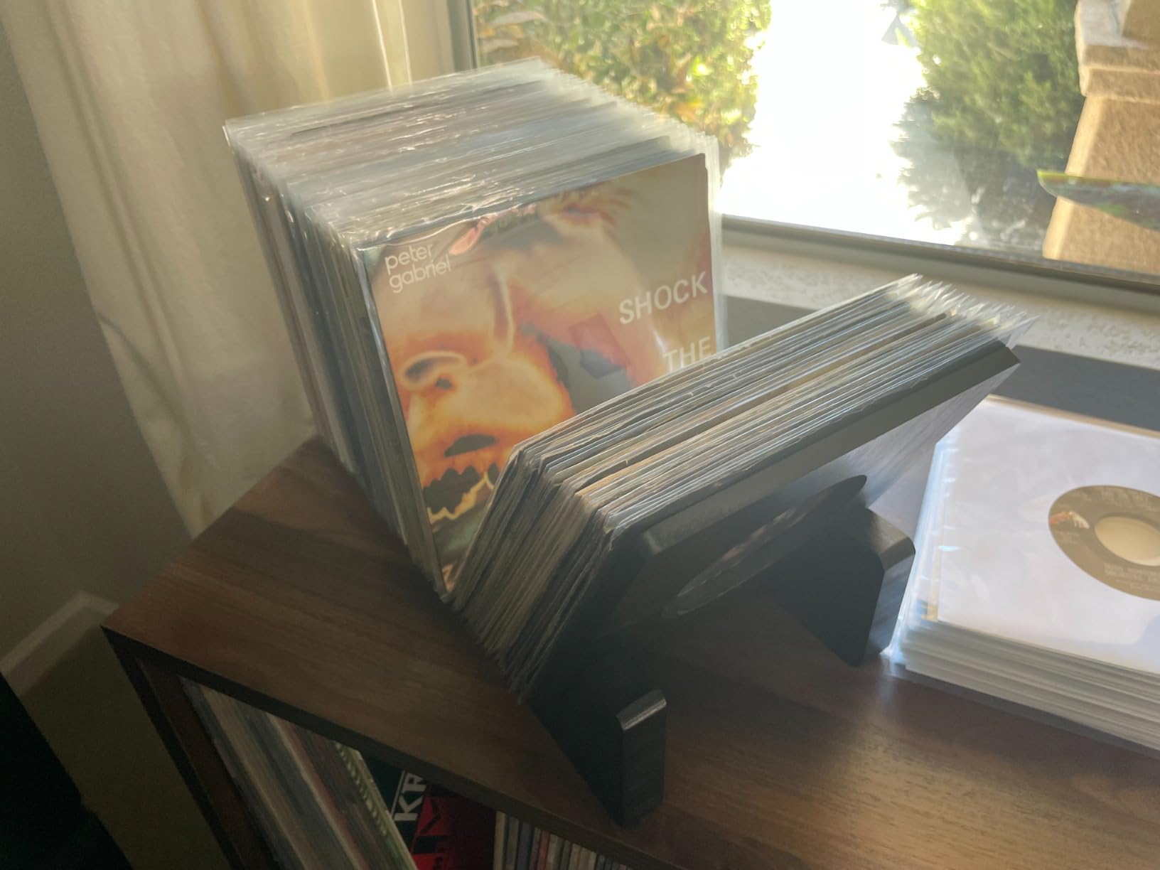 SpaceAid Bamboo Vinyl Record Storage Holder Shelf, Holds Up to 50 Albums, 7 or 12 inch LPs, Vinyl Holder Stand Organizer Display Accessories, Gifts for Vinyl Records Lovers (Black) - Customer Photo 1