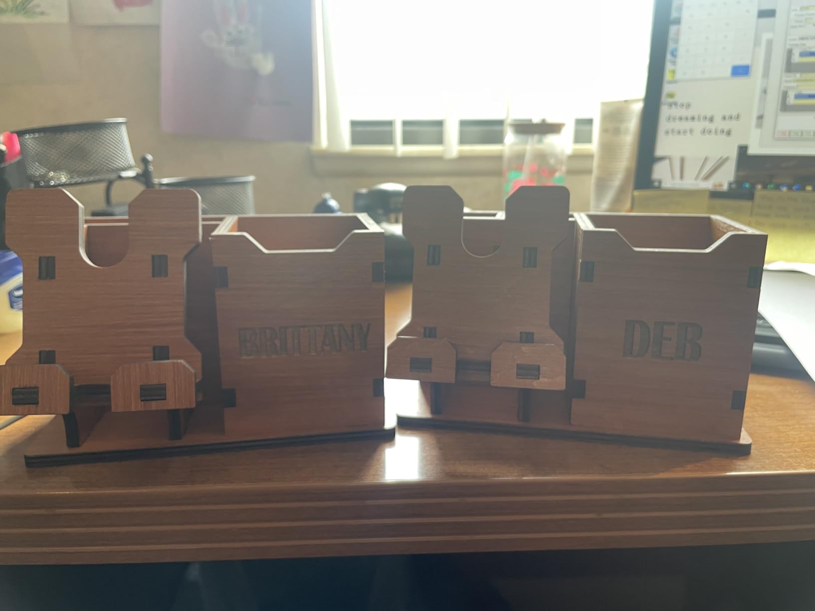 Personalized Wooden Pen Holder for Desk with Cell Phone Holder Wood Desk Organizer Pencil Holder Coworker Gifts Boss Leader Colleague Friends Office Organization Employee Appreciation Gifts - Customer Photo 1