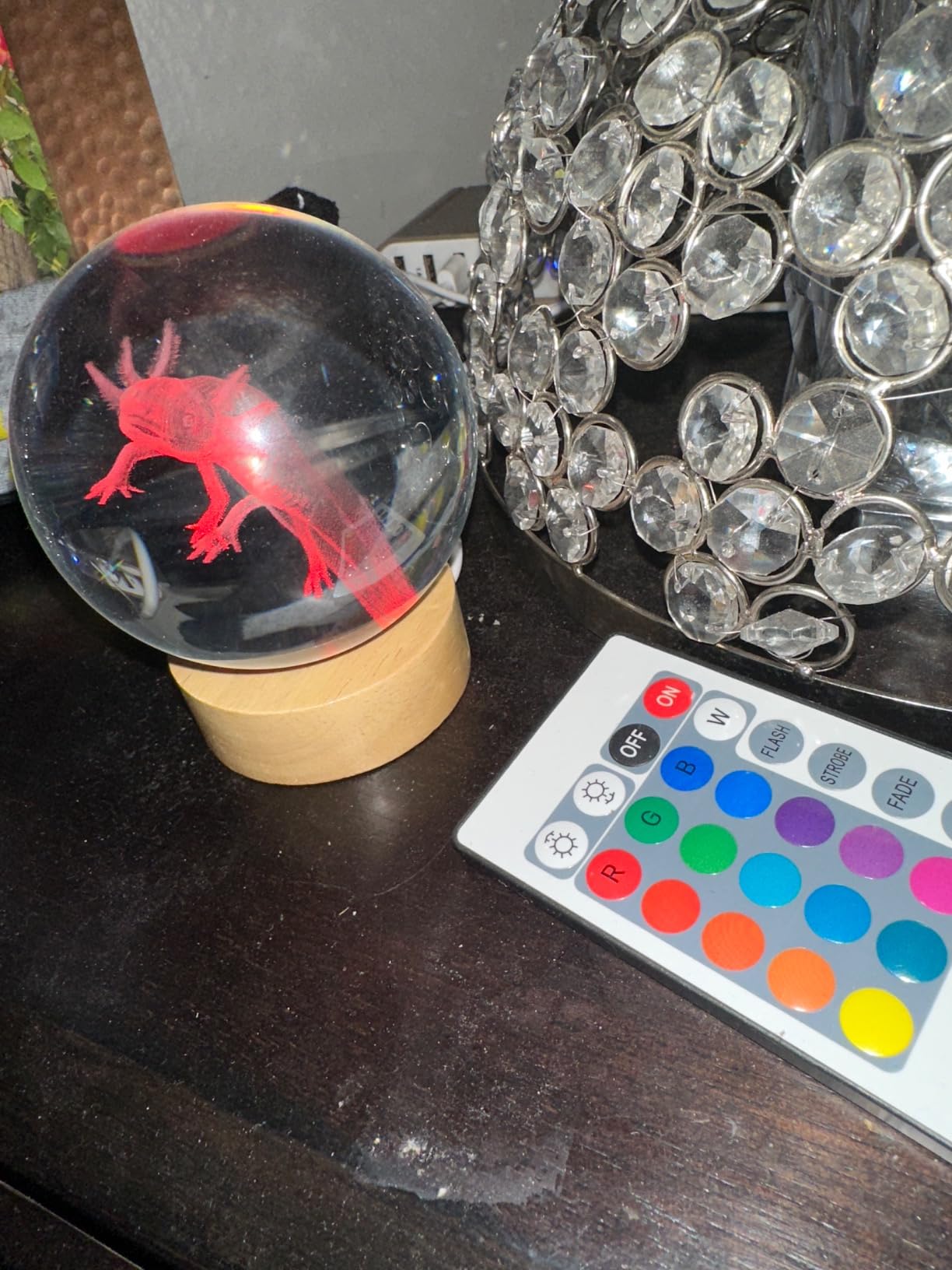 Elephant Crystal Ball Lamp, 3.15 inch, Night Light with Wooden LED Base, Glass Ball with USB, Remote Control, 16 Color Change, Gift Box - Customer Photo 1