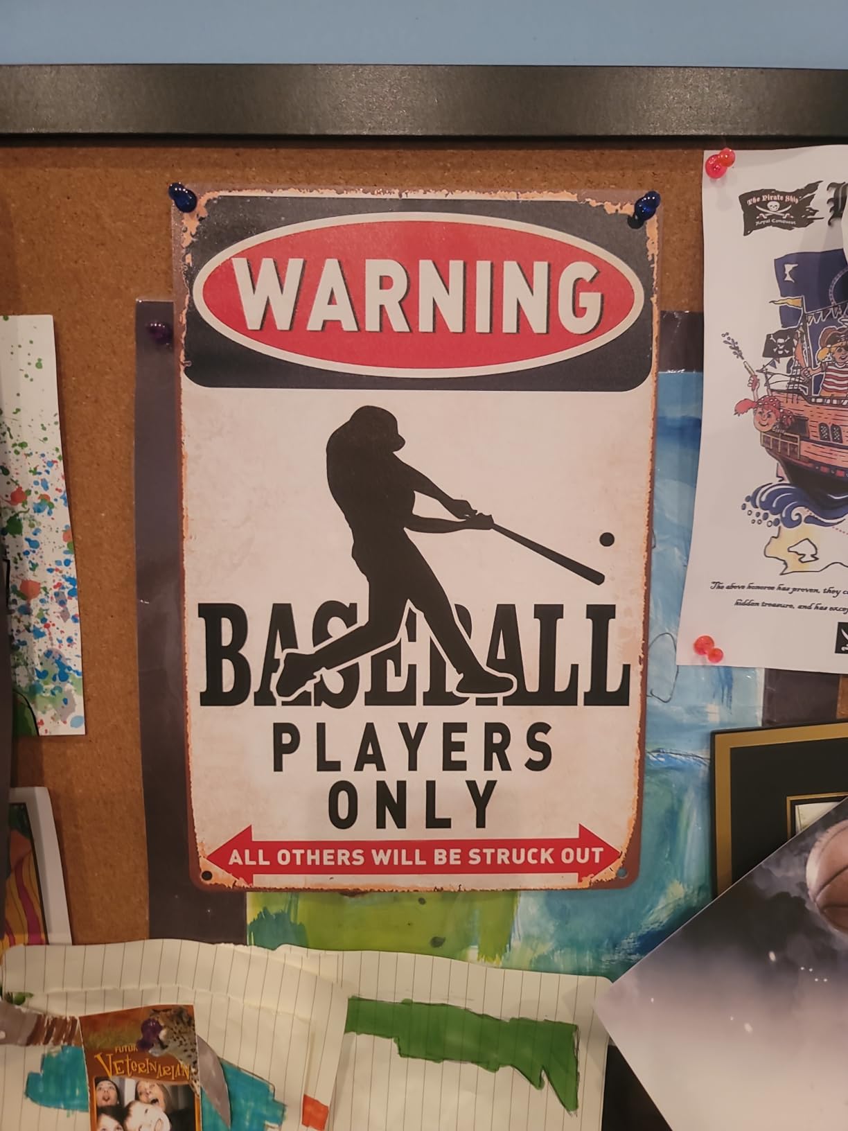 Vintage Baseball Wall Decor Sign - Metal Art for Boys Room Decor, Gift for Baseball Lovers - Perfect for Sports Themed Bedroom Decor, 8 x 12 Inch (928) - Customer Photo 1