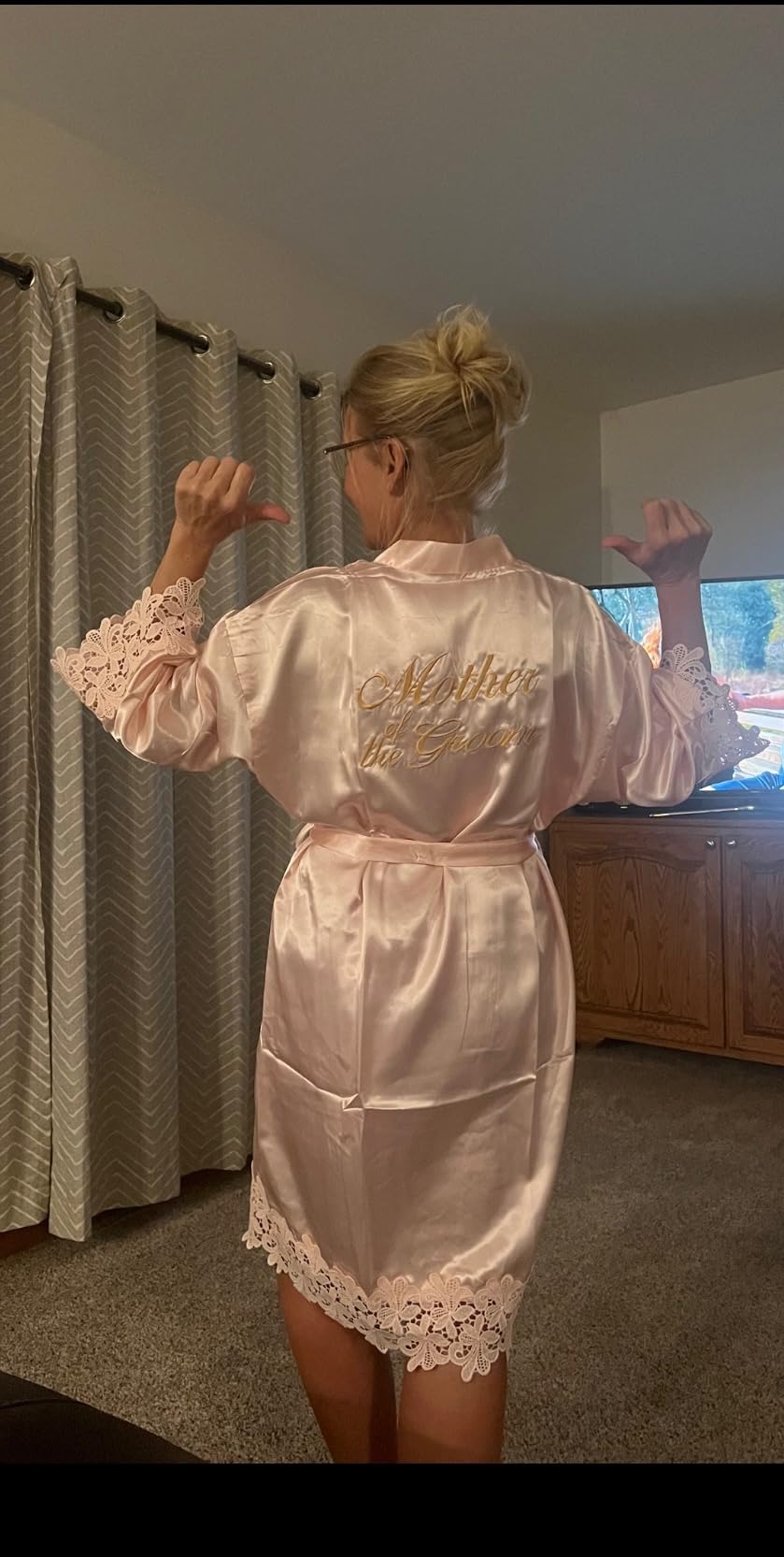 2 Pcs Women Bridal Robe for Mother of the Bride Groom Satin Robes for Wedding Party Getting Ready Sleepwear Kimono - Customer Photo 2