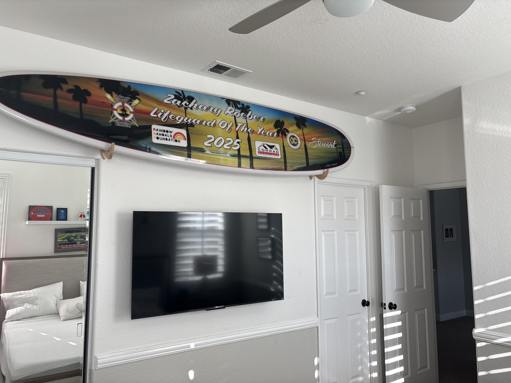 Hang 11 Surfboard Wall Mount - Surf Board Wall Hangers, Surfboard Mount, Beautiful Sustainable Wooden Rack, Perfect to Display Your Board, Surf Racks, Horizontal Hanger, Surfing Accessories - Customer Photo 3