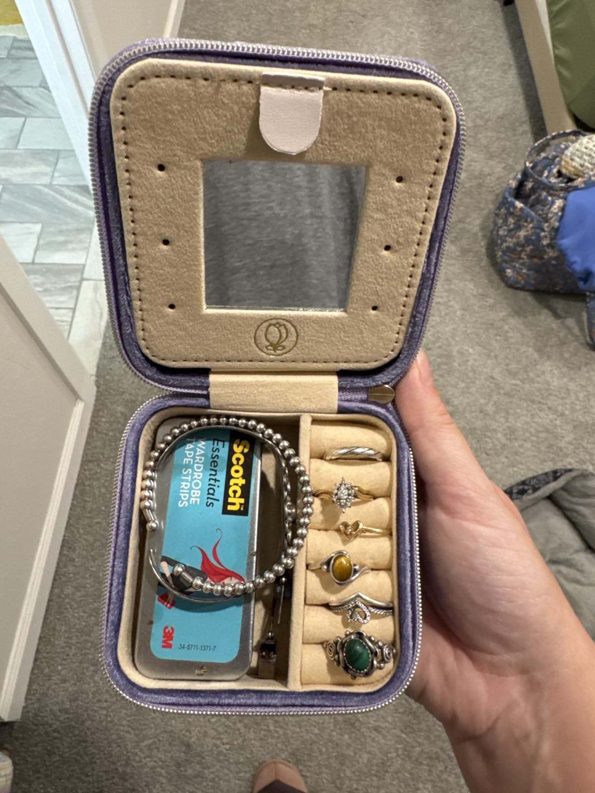 Travel Jewelry Case, Mini Portable Jewelry Travel Boxes, Small Jewelry Organizer for Rings, Earrings, Pendants, Watches, Necklaces, Lipsticks Organizer Storage Holder Case (Pink) - Customer Photo 1