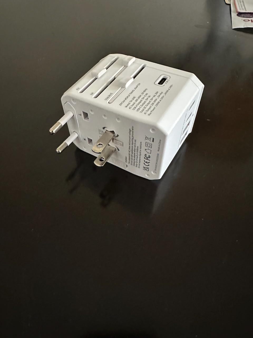 EPICKA Universal Travel Adapter, International Power Adapter with 2 USB-A & 3 USB-C Ports Wall Charger - Worldwide Travel Essentials, European Travel Plug Adapter for UK/US/AU (TA-105C, Black) - Customer Photo 1