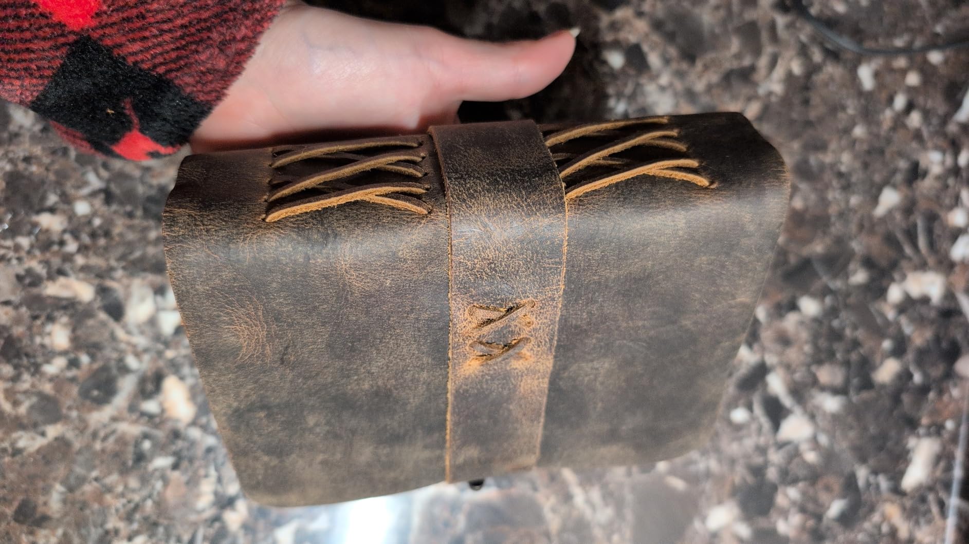 LEATHER VILLAGE Leather Bound Vintage Journal for Women & Men - Book of Shadows - Lock Closure - 200 Pages of Antique Deckle Edges Handmade Paper - Rustic Brown Color - 7 X 5 inches - Customer Photo 2
