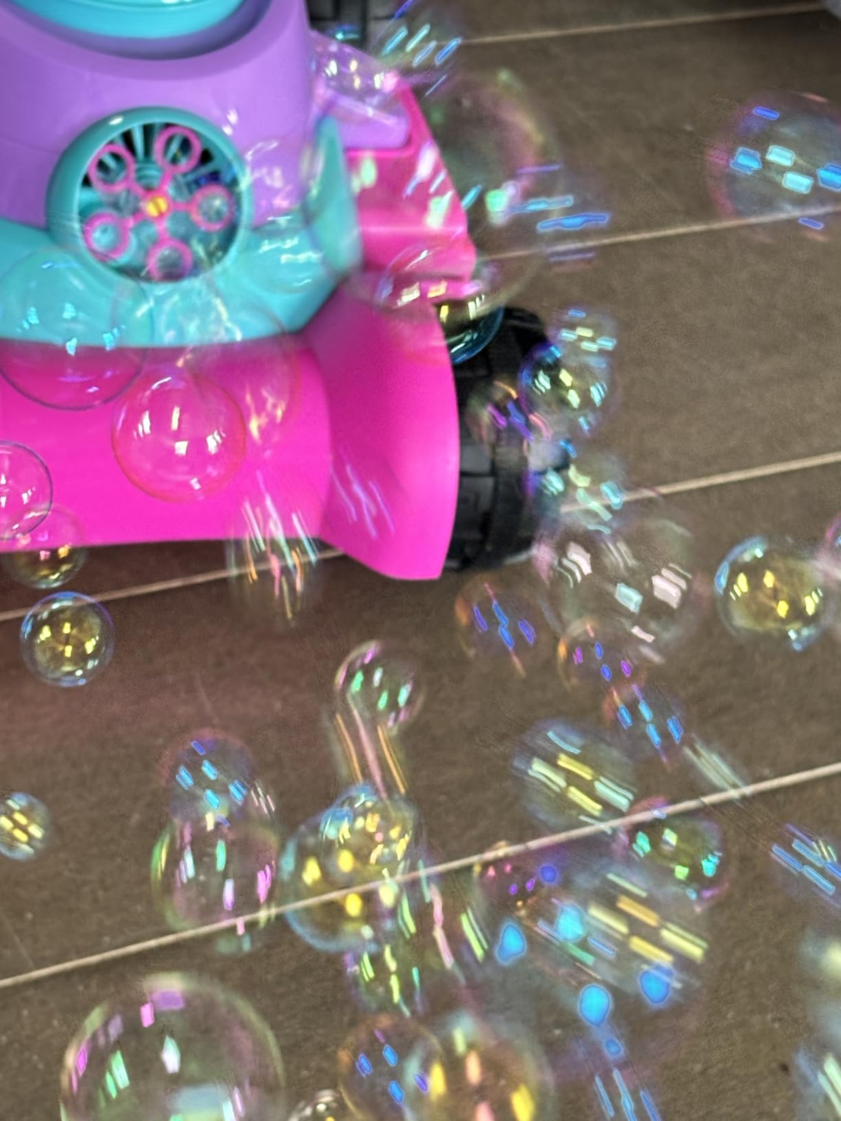 SLOOSH Bubble Lawn Mower Toddler Toys - Spill-Proof Bubble Machine Pretend Gardening Play Toy for Age 1 2 3 1-3 Year Old Baby Boys Indoor Outdoor Use, Push Toys Xmas Christmas Birthday Gifts (Blue) - Customer Photo 1