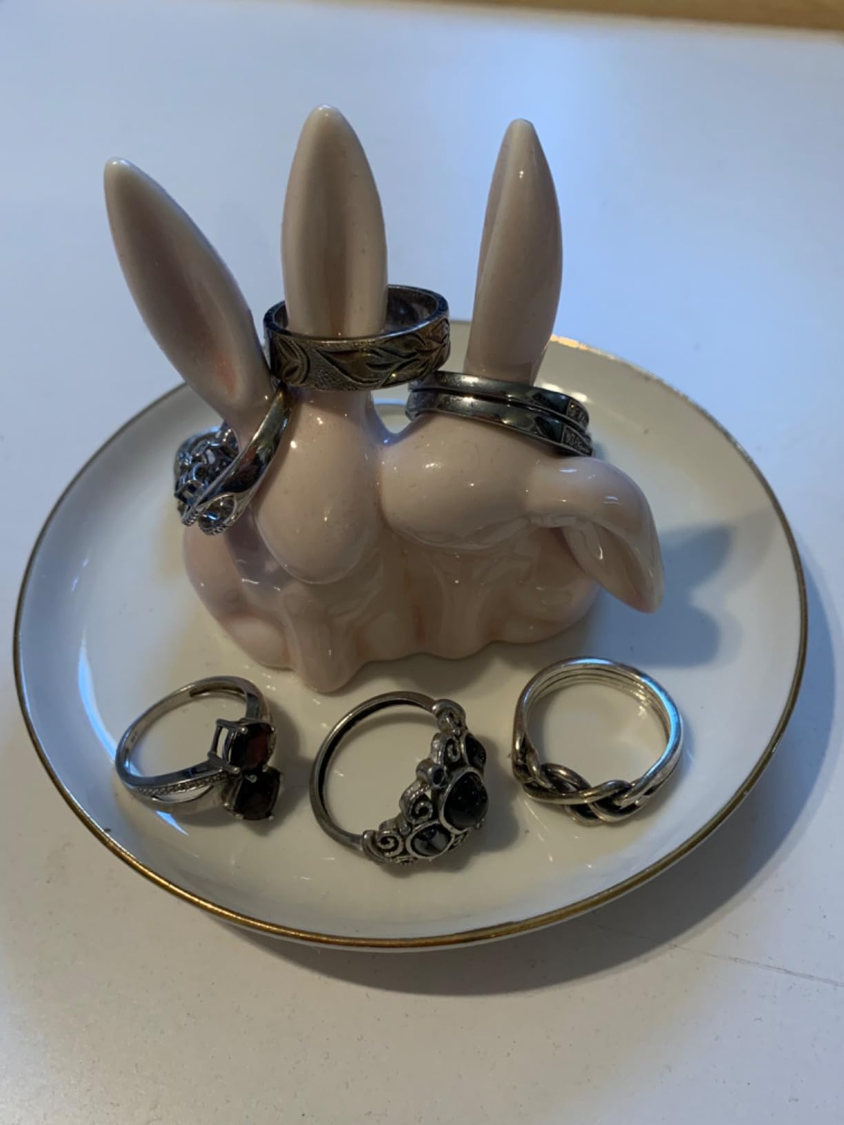 Bunny Ring Holder - Ceramic Jewelry Dish for Rings, Earrings, Necklace Organizer - Rabbit Trinket Tray, Wedding Engagement Holder (Pink) Customer Review Bunny Ring Holder - Ceramic Jewelry Dish for Rings, Earrings, Necklace Organizer - Rabbit Trinket Tray, Wedding Engagement Holder (Pink) - Customer Photo 5