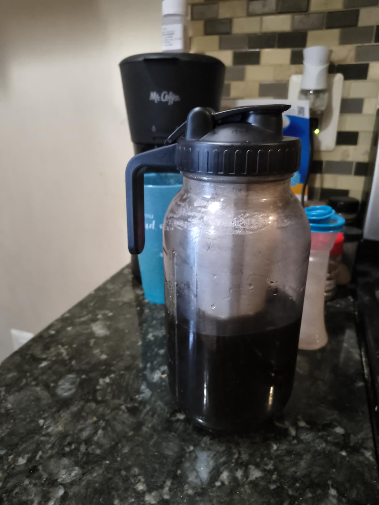 Cold Brew Mason Coffee Maker - 64oz Iced Coffee Pitcher with Stainless Steel Mixing Spoon & Super Dense Filter 3 Steps Finish Cold Brew Coffee, Classic BPA Free Sturdy Mason jar Pitcher Easy to Clean - Customer Photo 1