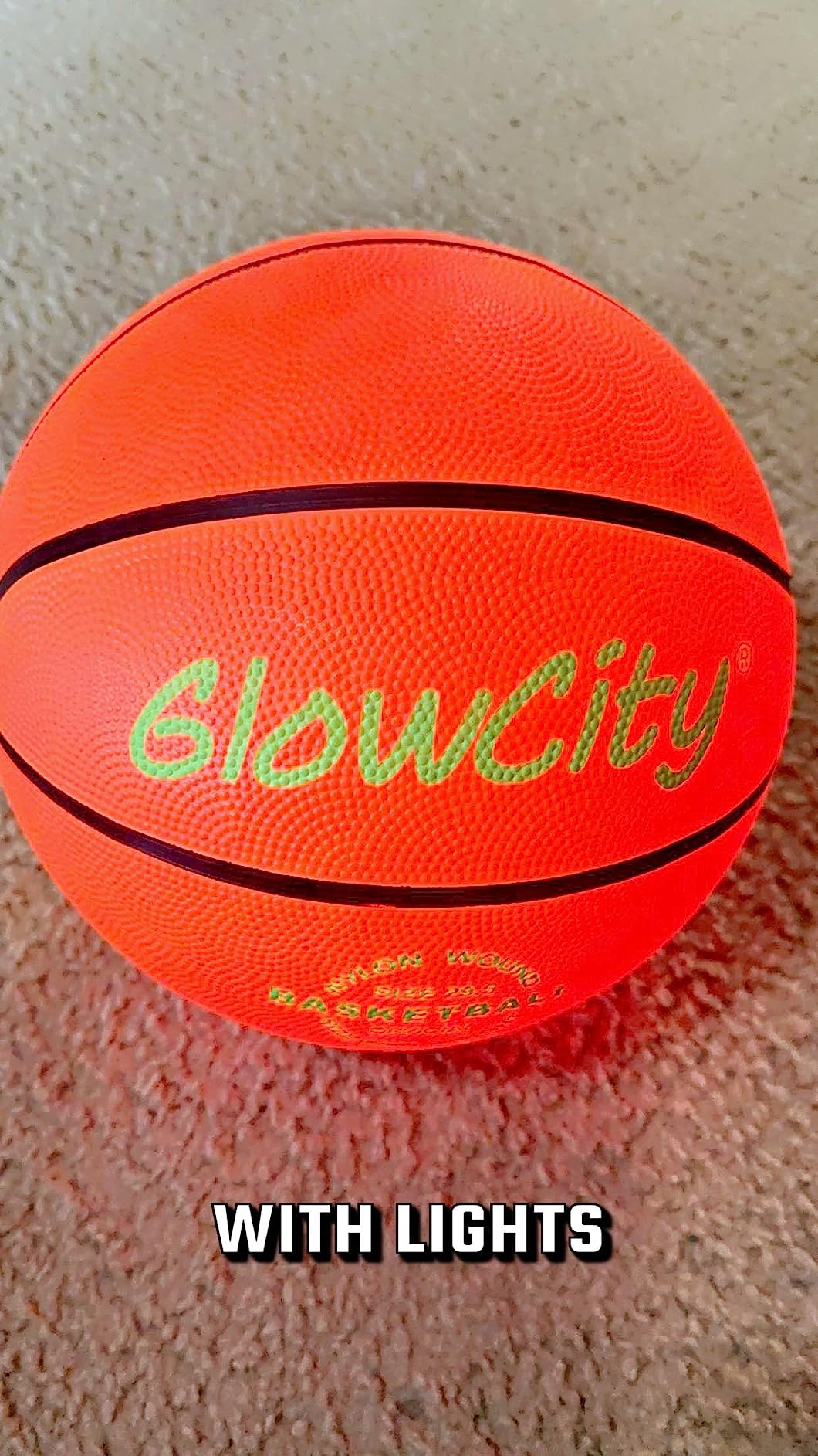 GlowCity Glow in The Dark Basketball - Sizes 5, 6, 7 Light Up Ball for Kids, Teens & Adults - Red Glow for Outdoor Games - Sports Birthday Gifts Ideas for Boys Ages 6 7 8 9 10 11 12 13 14 - Customer Photo 2