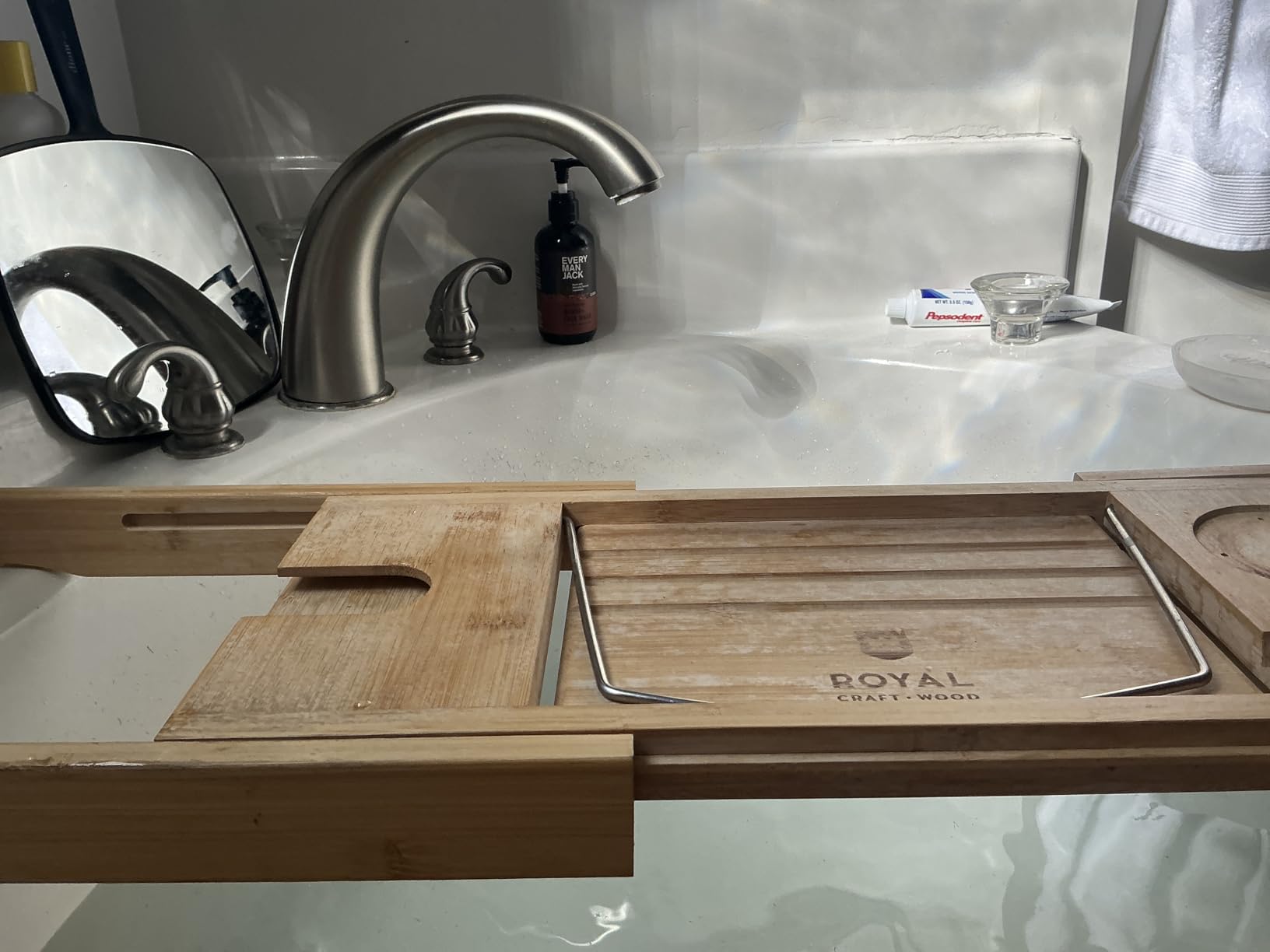 ROYAL CRAFT WOOD Premium Foldable Bathtub Tray - Wood Bath Tray for Tub, Bamboo Shelf, Expandable Bath Table Trays, Bathtub & Bathroom Accessories for New Home & Mothers Day & Birthday Gifts for Mom Customer Review ROYAL CRAFT WOOD Premium Foldable Bathtub Tray - Wood Bath Tray for Tub, Bamboo Shelf, Expandable Bath Table Trays, Bathtub & Bathroom Accessories for New Home & Mothers Day & Birthday Gifts for Mom - Customer Photo 1
