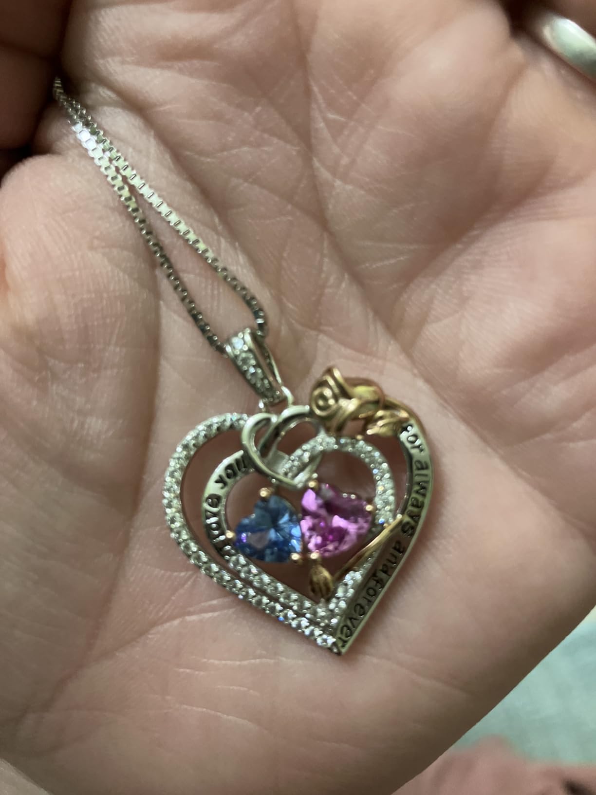 Iefil Christmas Gifts for Wife Women - 925 Sterling Silver Double Birthstone Necklace, Anniversary Birthday Gifts for Women, Jewelry Gift for Wife Girlfriend Mom Her - Customer Photo 1