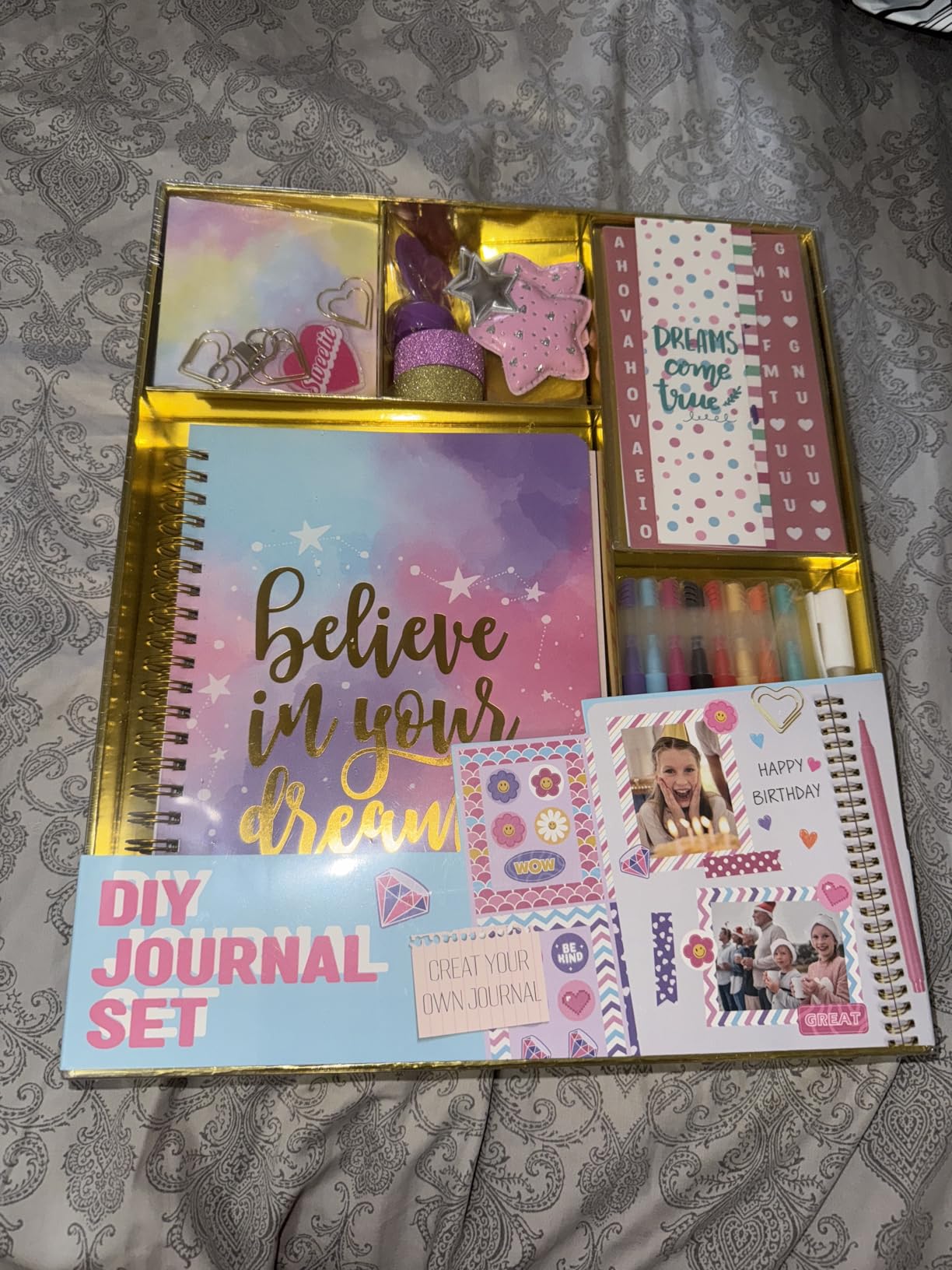 Nollh DIY Journal Kit for Girls - 26PCS Teen Tween Girl Gifts Trendy Stuff, Stocking Stuffers, Scrapbook Supplies Stationery Set, Art Crafts Kit - Ideal Gifts for 8 9 10 11 12 13 14 Year Old Girl - Customer Photo 1