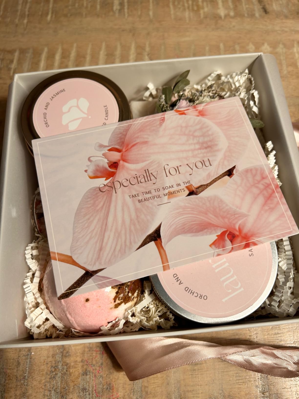 Birthday Gifts for Women – Luxury Bath Sets & Self Care Box – Christmas Gifts for Women – Small Orchid & Jasmine Spa Basket for Mom, Sister, or Friend - Customer Photo 1