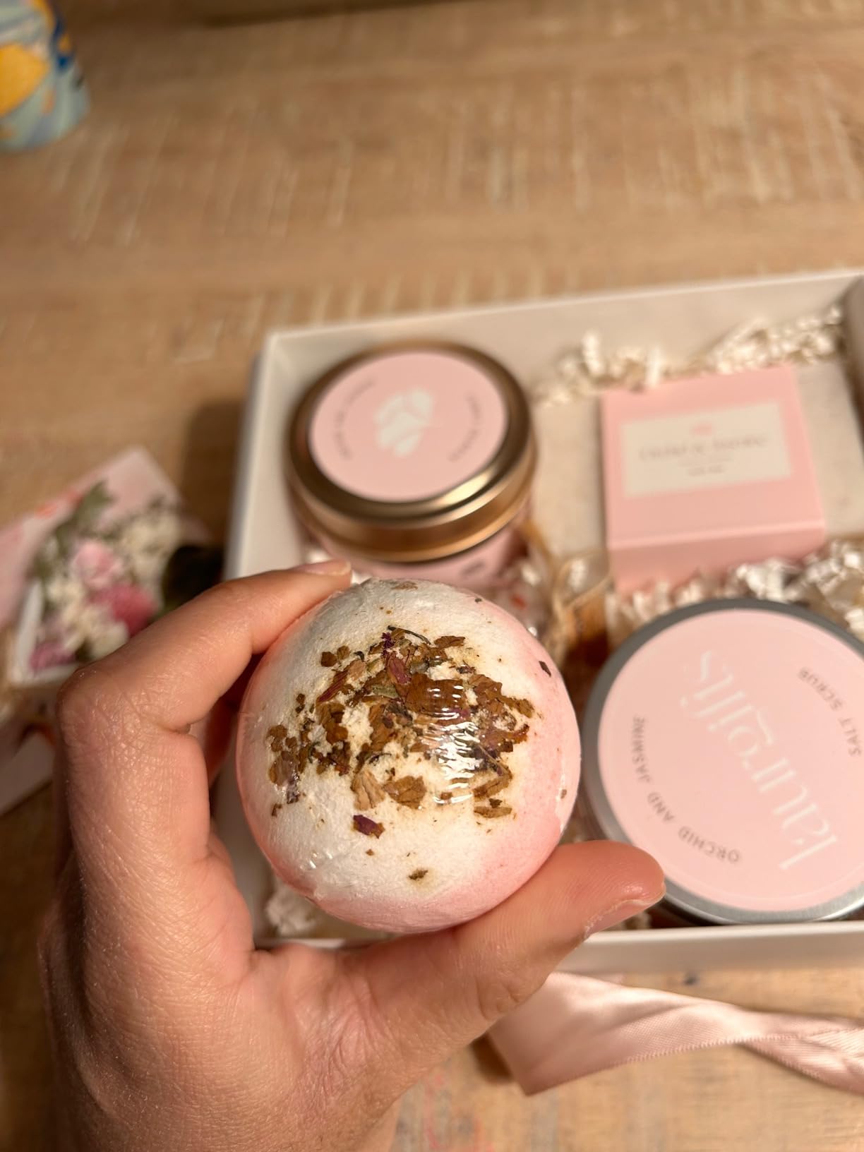 Birthday Gifts for Women – Luxury Bath Sets & Self Care Box – Christmas Gifts for Women – Small Orchid & Jasmine Spa Basket for Mom, Sister, or Friend - Customer Photo 2