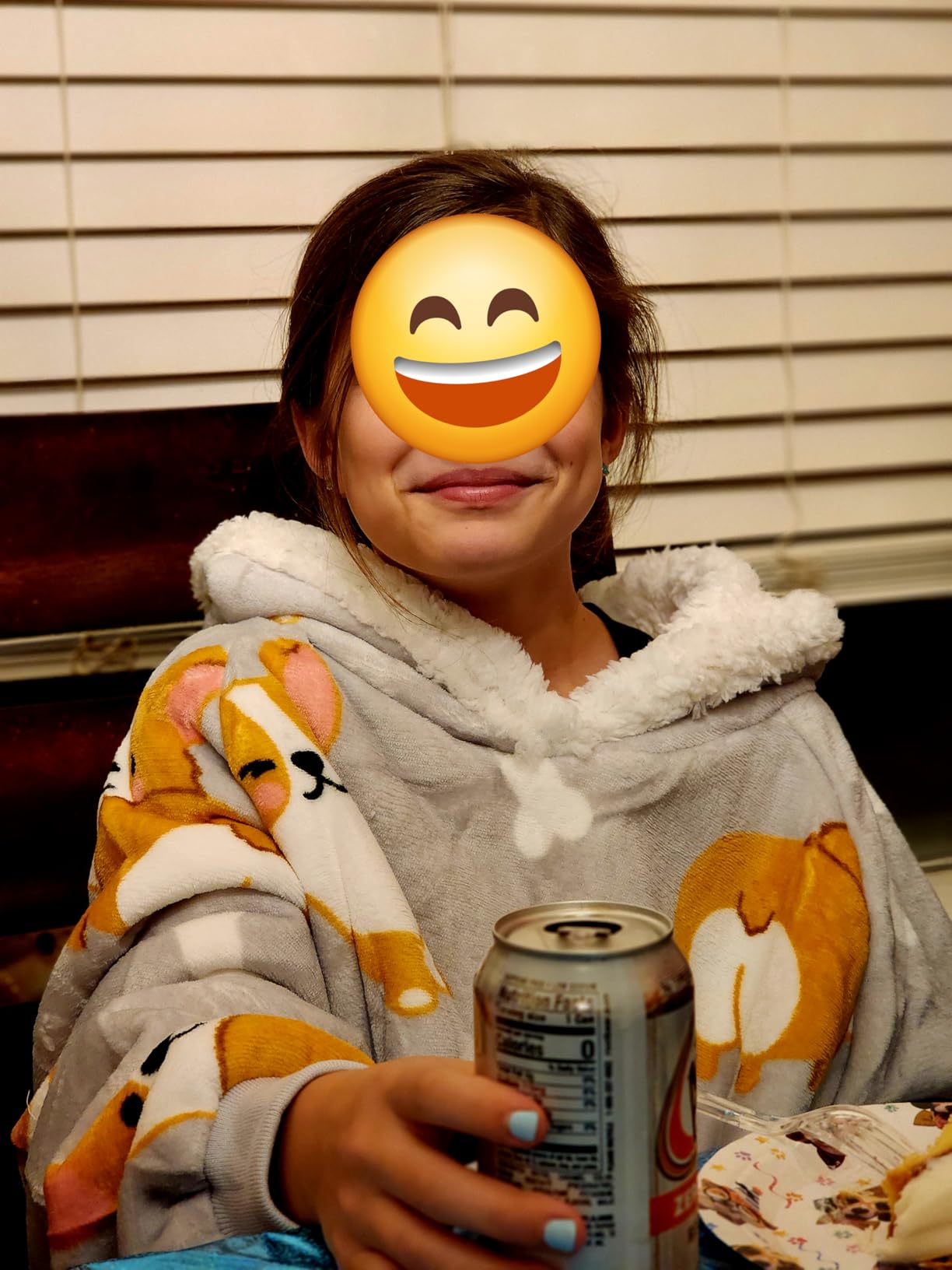 Bedsure Wearable Blanket Hoodie, Sherpa Hooded Blanket Printed for Adult & Kids as Gifts for Women, Mom Gifts Sherpa Hoodie, Standard, Corgi, Silver Grey - Customer Photo 1