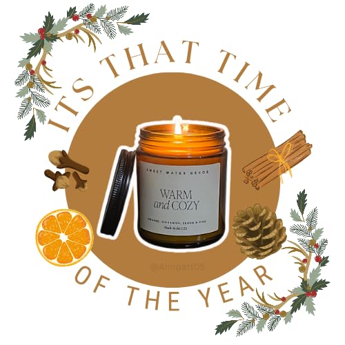 Sweet Water Decor Warm and Cozy Soy Candle - Orange Peel, Cinnamon, Ginger and Clove Scented Candles for Home - 9oz Amber Jar + Black Lid, 40+ Hour Burn Time, Made in The USA - Customer Photo 1