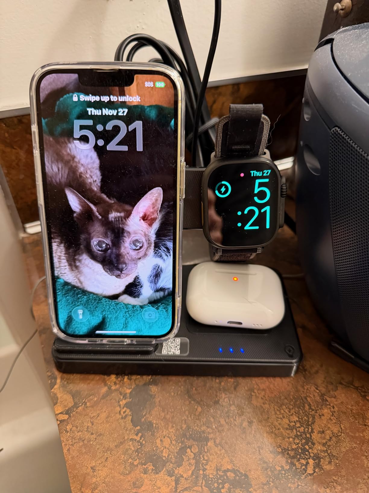 Wireless Charger iPhone Charging Station: 3 in 1 Charger Stand Multiple Devices for Apple - iPhone 17 16e 16 15 14 Pro Max 13 12 11 - Watch 10 9 8 7 6 5 4 3 2 SE and Ultra Series - Airpods 4 3 Pro - Customer Photo 1