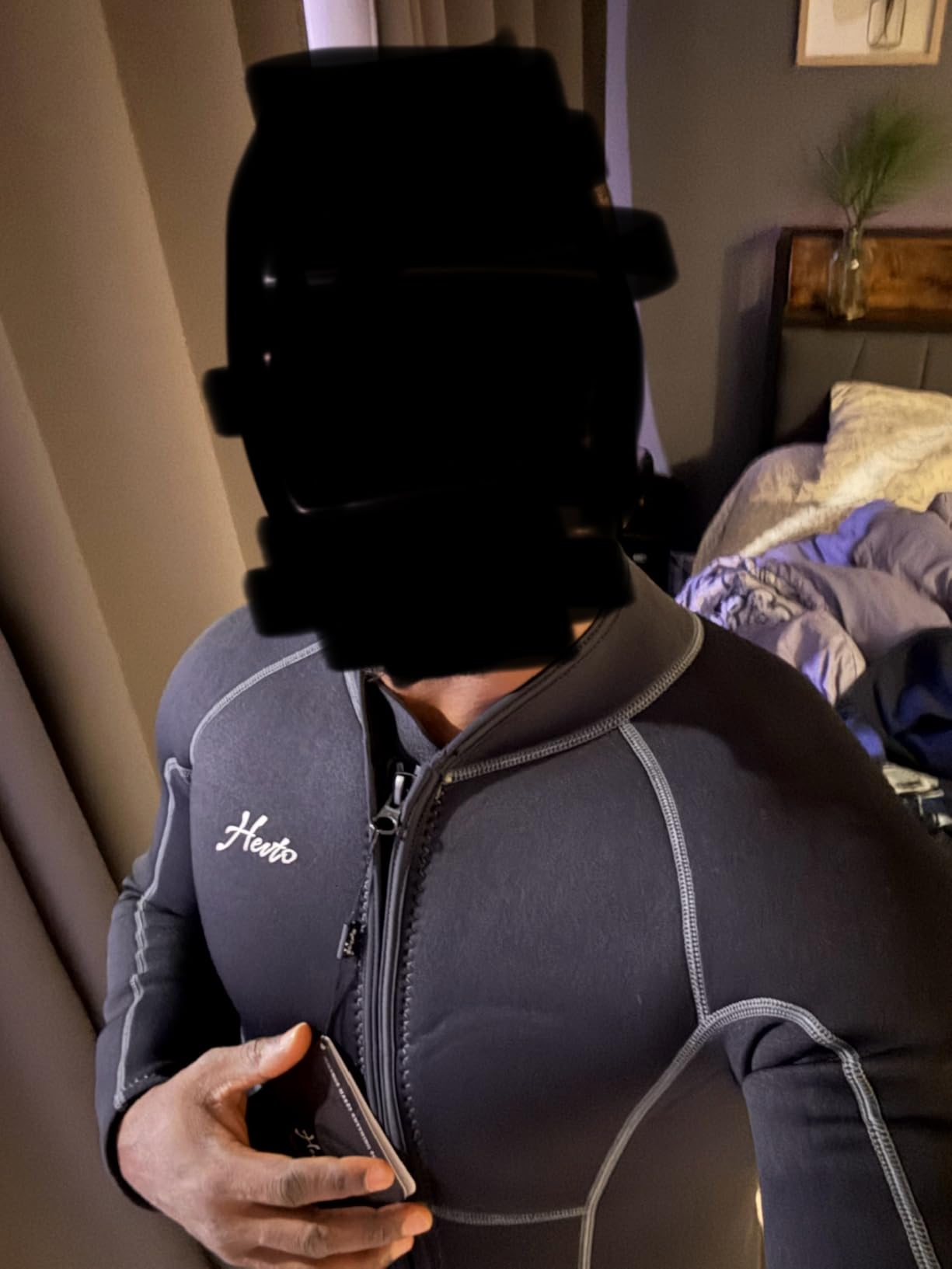 Hevto Men Wetsuits 3/2mm Neoprene Wet Suit Back Front Zip in Cold Water for Surfing Swimming Diving - Customer Photo 1