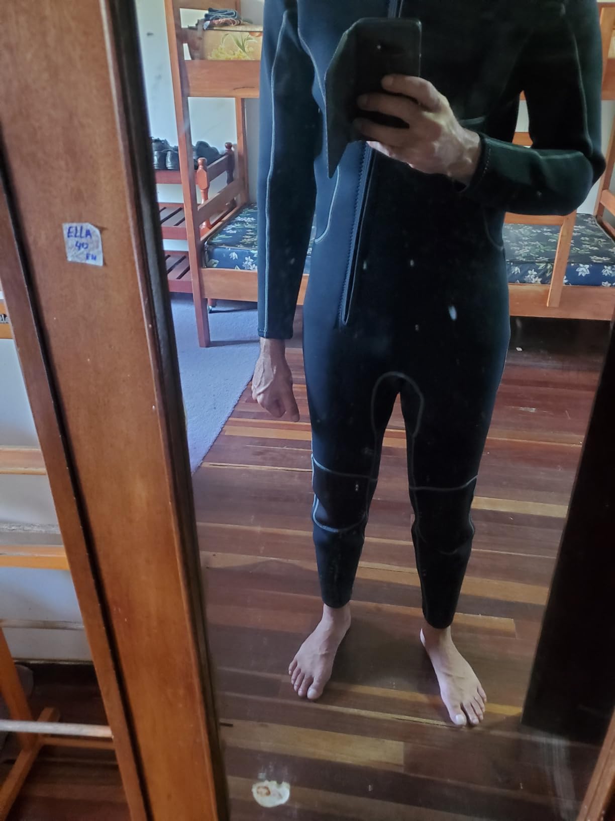 Hevto Men Wetsuits 3/2mm Neoprene Wet Suit Back Front Zip in Cold Water for Surfing Swimming Diving - Customer Photo 3