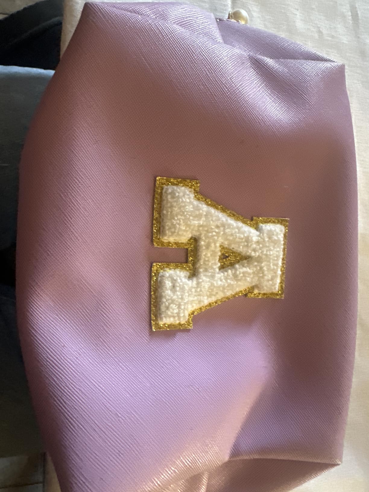 TOPEAST Initial Makeup Bag - Christmas Gifts for Teen Girls Kids, Birthday Gifts for 4 5 6 7 8 9 10 11 12 Year Old Teen Girls, Personalized Preppy Cosmetic Bags Toiletry Bag (Pink A) - Customer Photo 0