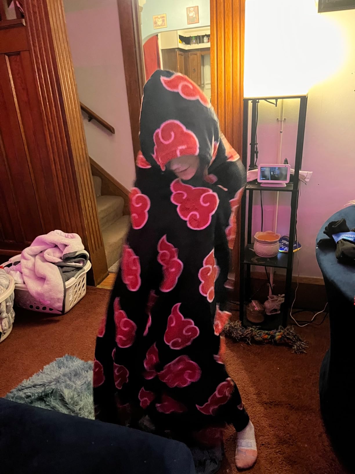 Naruto Anime Akatsuki Cloud Bedding Super Soft and Cozy Wearable Hooded Throw Blanket, 70 in x 50 in - Customer Photo 2