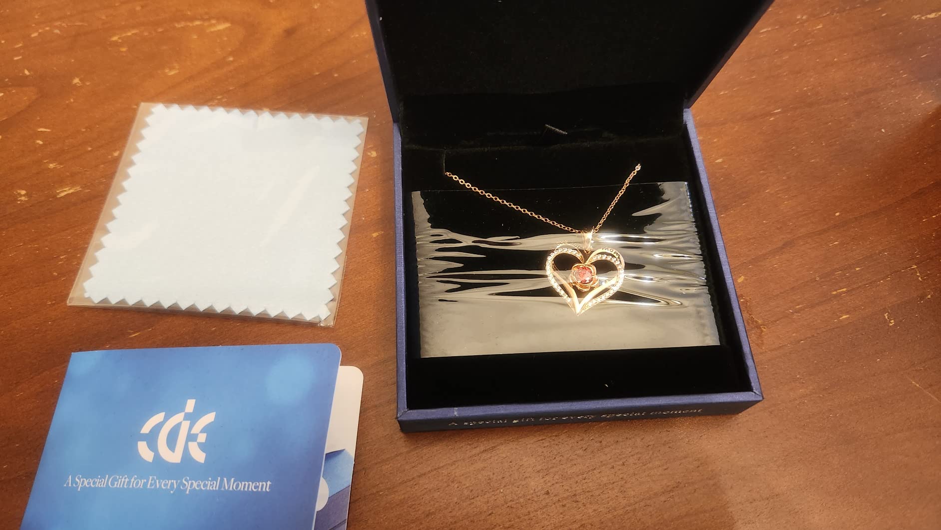 CDE Christmas Gifts for Women S925 Silver Rose Gold Heart Birthstone Necklaces for Women，Ideal Anniversary or Birthday Jewelry Gifts for Wife Girlfriend Her - Customer Photo 2