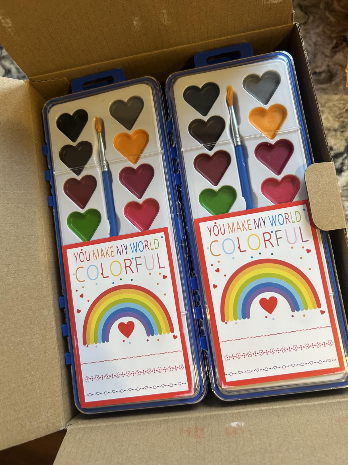 Valentines Day Gifts for Kids, 24 Pack Watercolor Paint Set with Paintbrush for Kids, Prizes Exchange Gifts Valentines Party Favors for Preschool Classroom School - Customer Photo 1